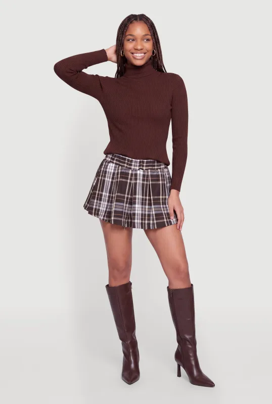 Plaid Pleated Mini Skirt with Shorts Lining made by Rainbow