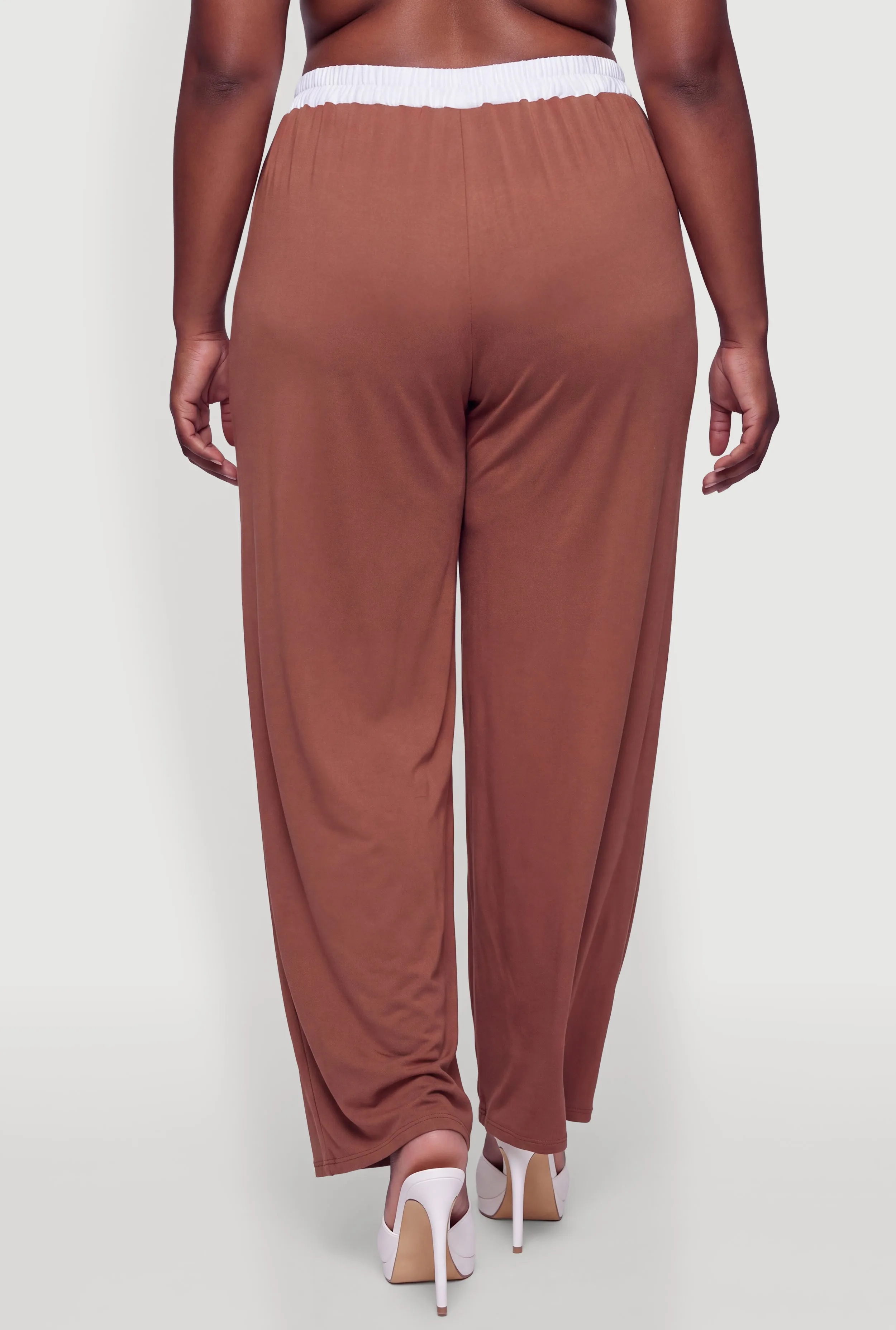 Plus Size Contrast Waistband Wide Leg Pants sold by Rainbow product image thumbnail 5