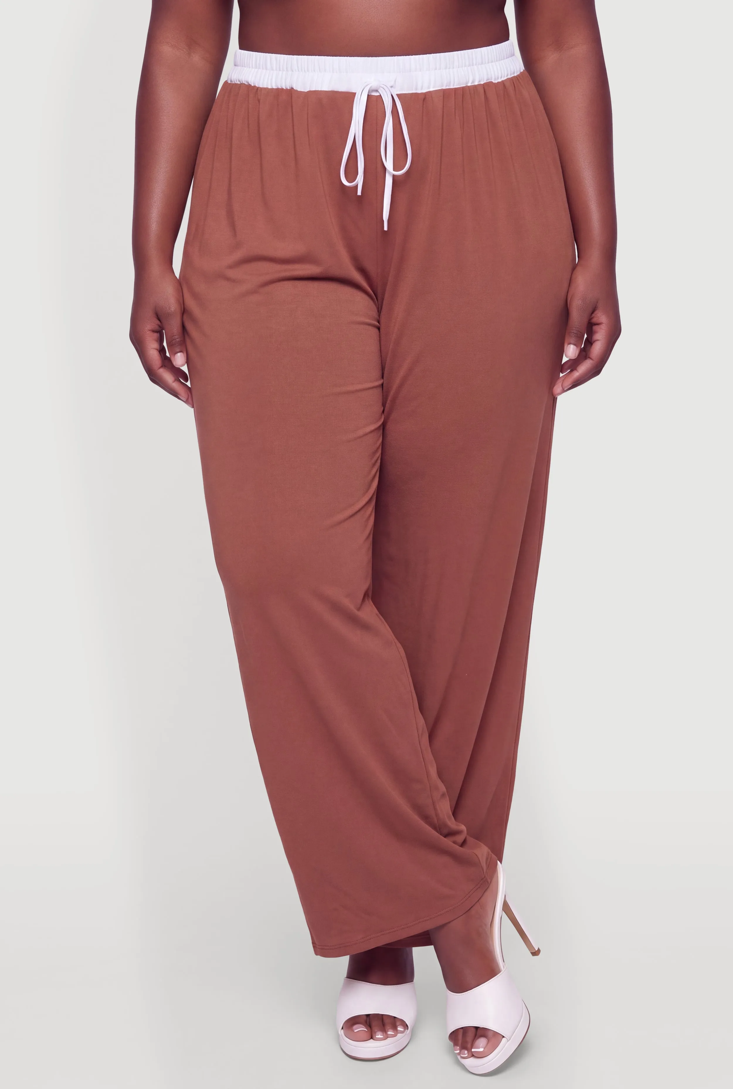 Plus Size Contrast Waistband Wide Leg Pants sold by Rainbow product image thumbnail 3