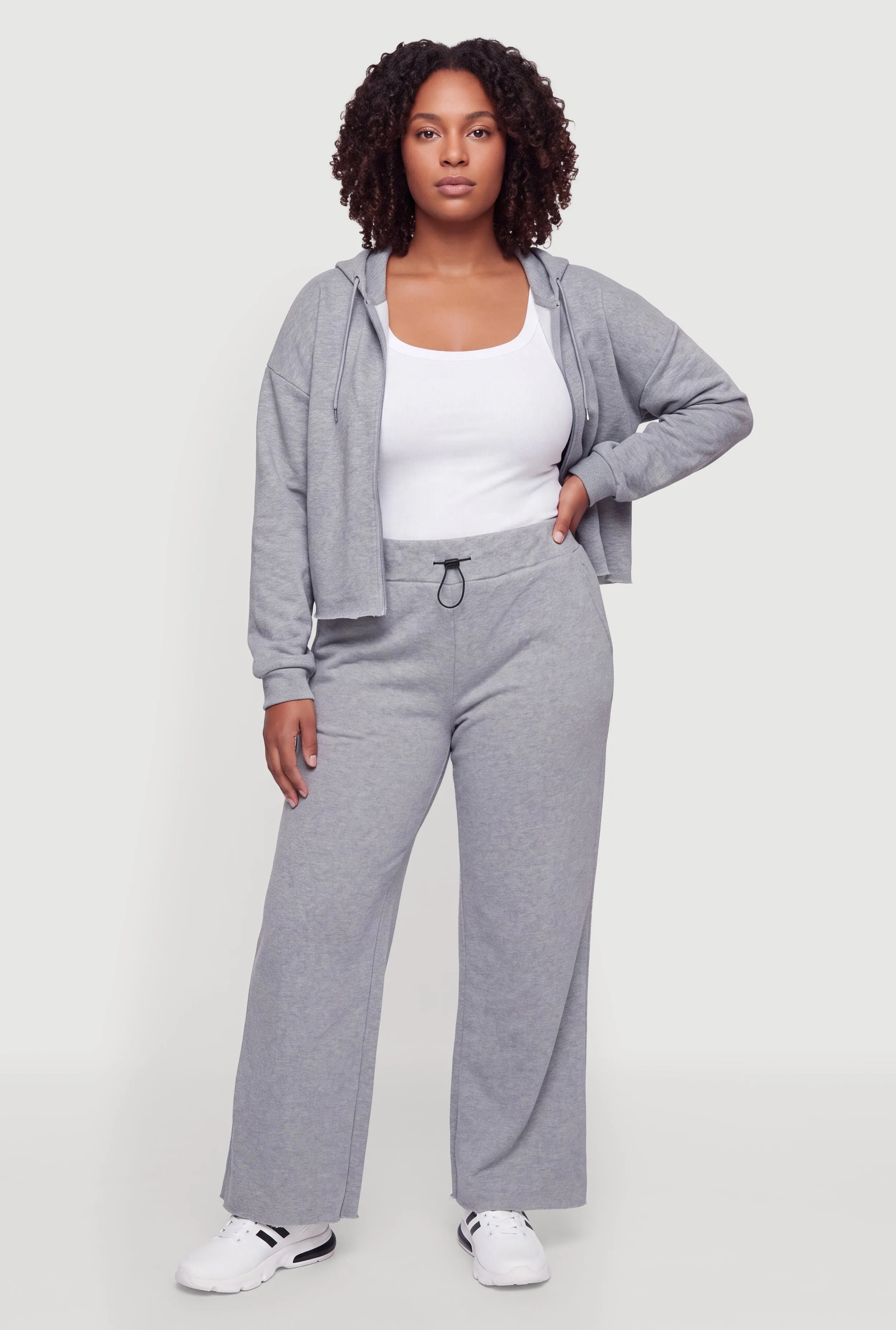 Plus Size Toggle Drawstring Waist Raw Hem Sweatpants sold by Rainbow