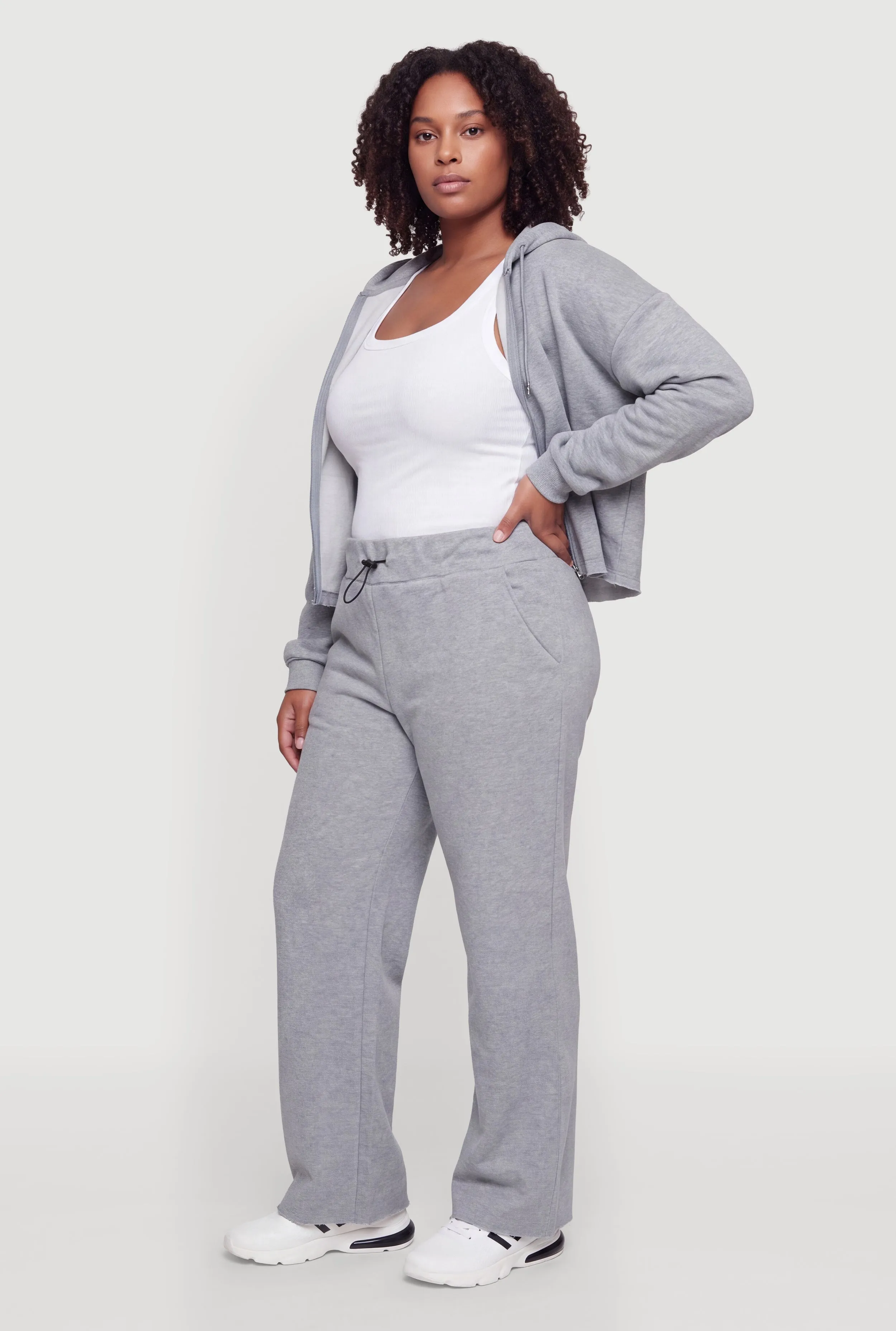 Plus Size Toggle Drawstring Waist Raw Hem Sweatpants sold by Rainbow product image thumbnail 2