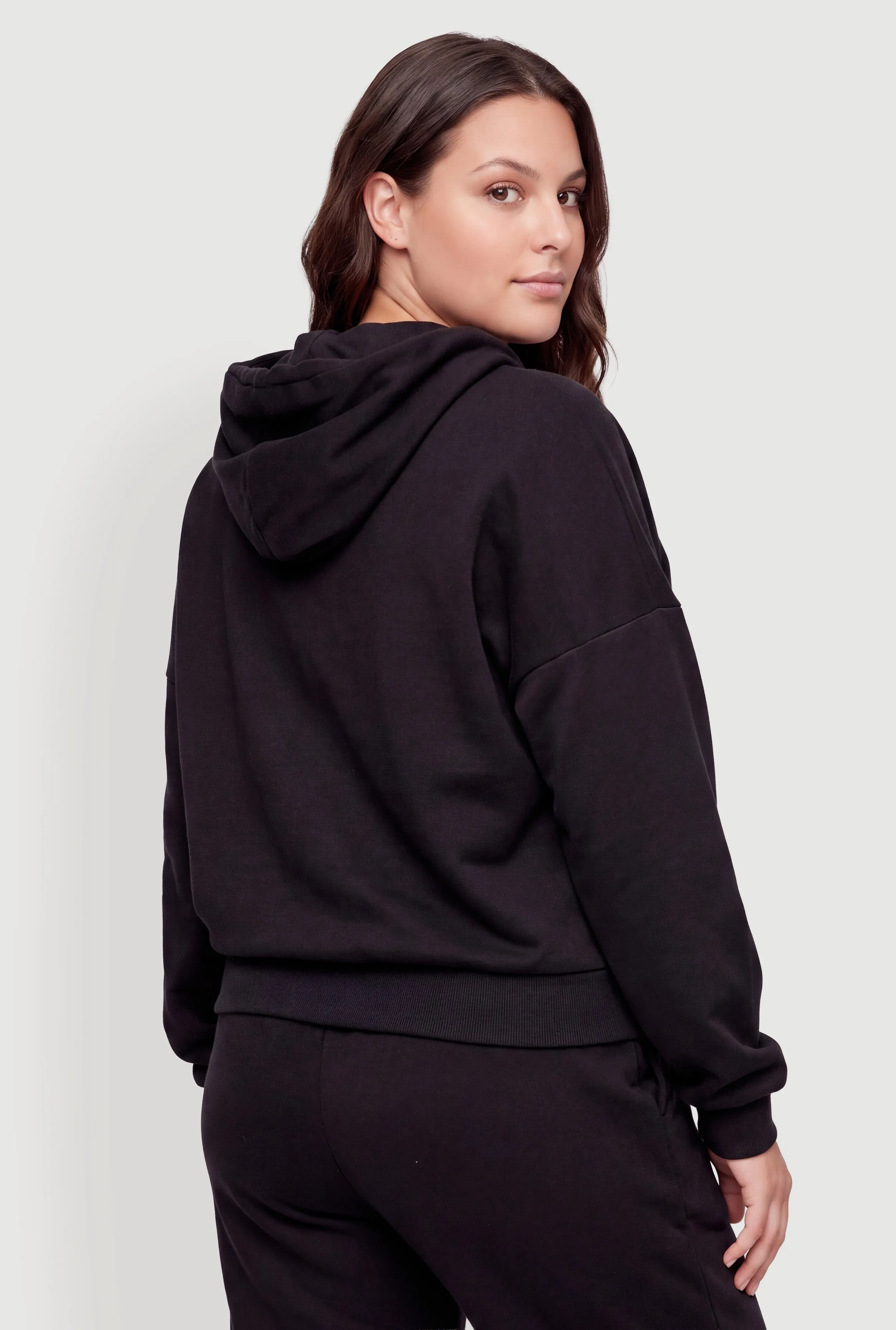 Plus Size Zip Front Drop Shoulder Hooded Sweatshirt sold by Rainbow product image thumbnail 5