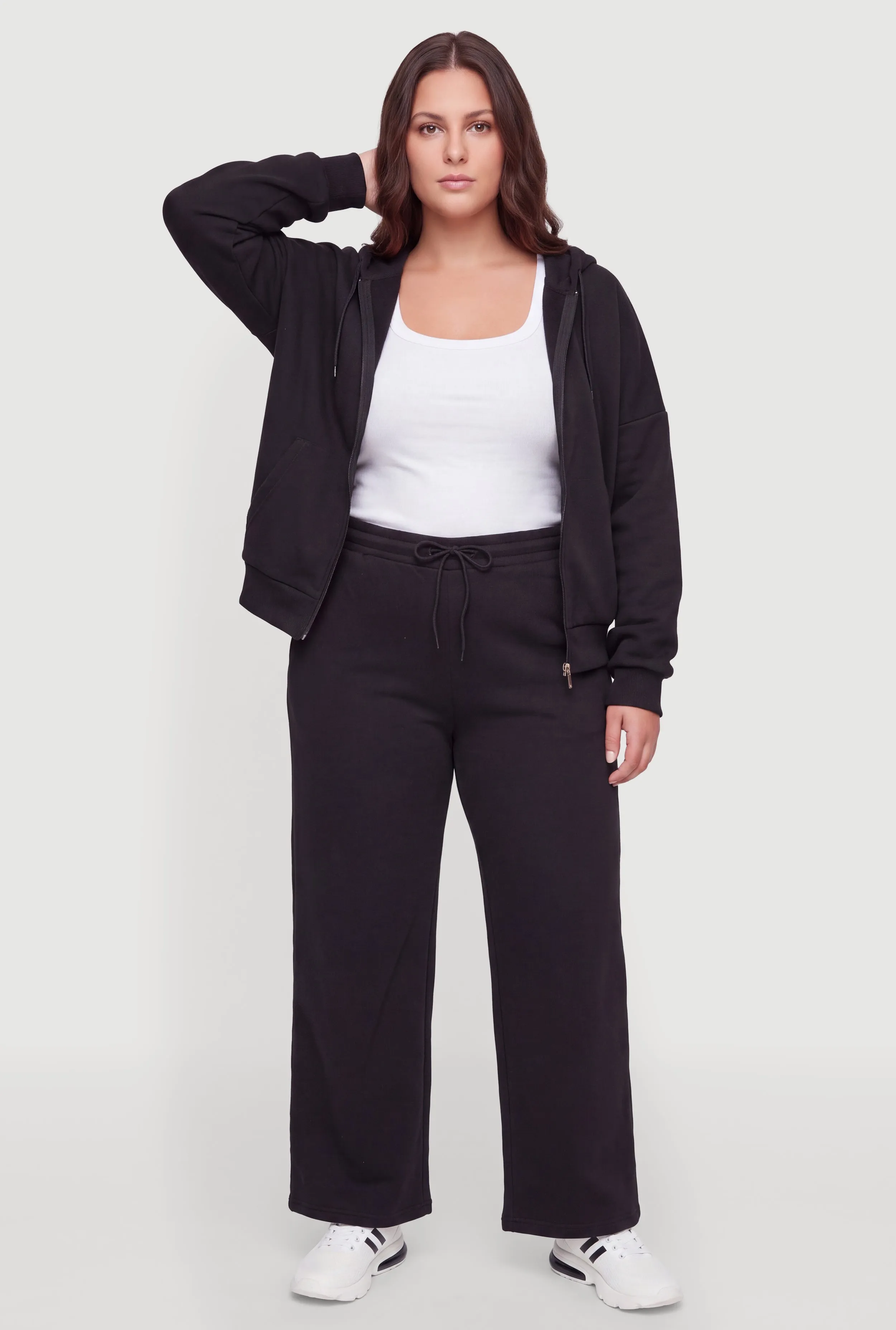 Plus Size Zip Front Drop Shoulder Hooded Sweatshirt sold by Rainbow product image thumbnail 2