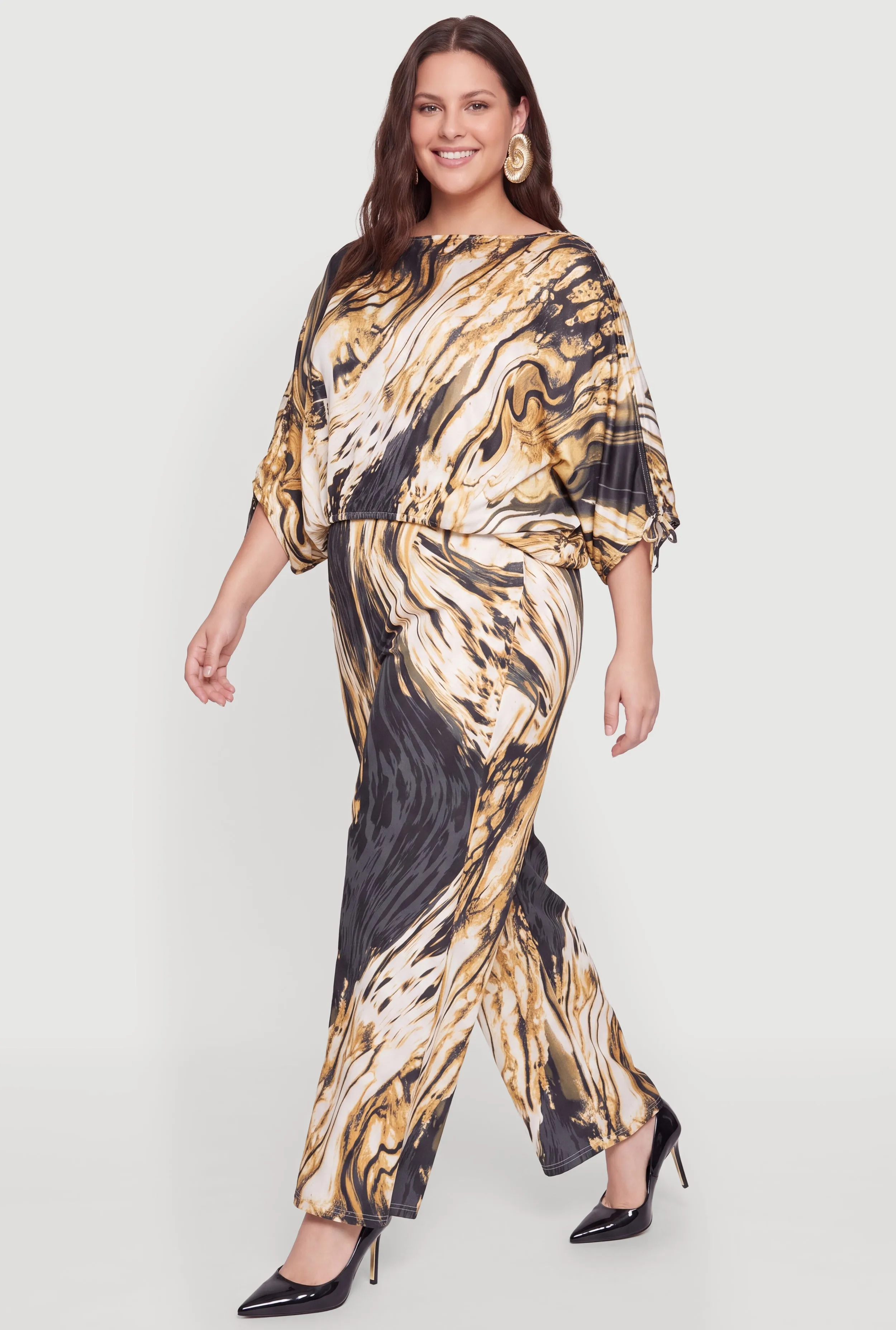 Plus Size Abstract Marble Print Dolman Sleeve Blouse sold by Rainbow product image thumbnail 3