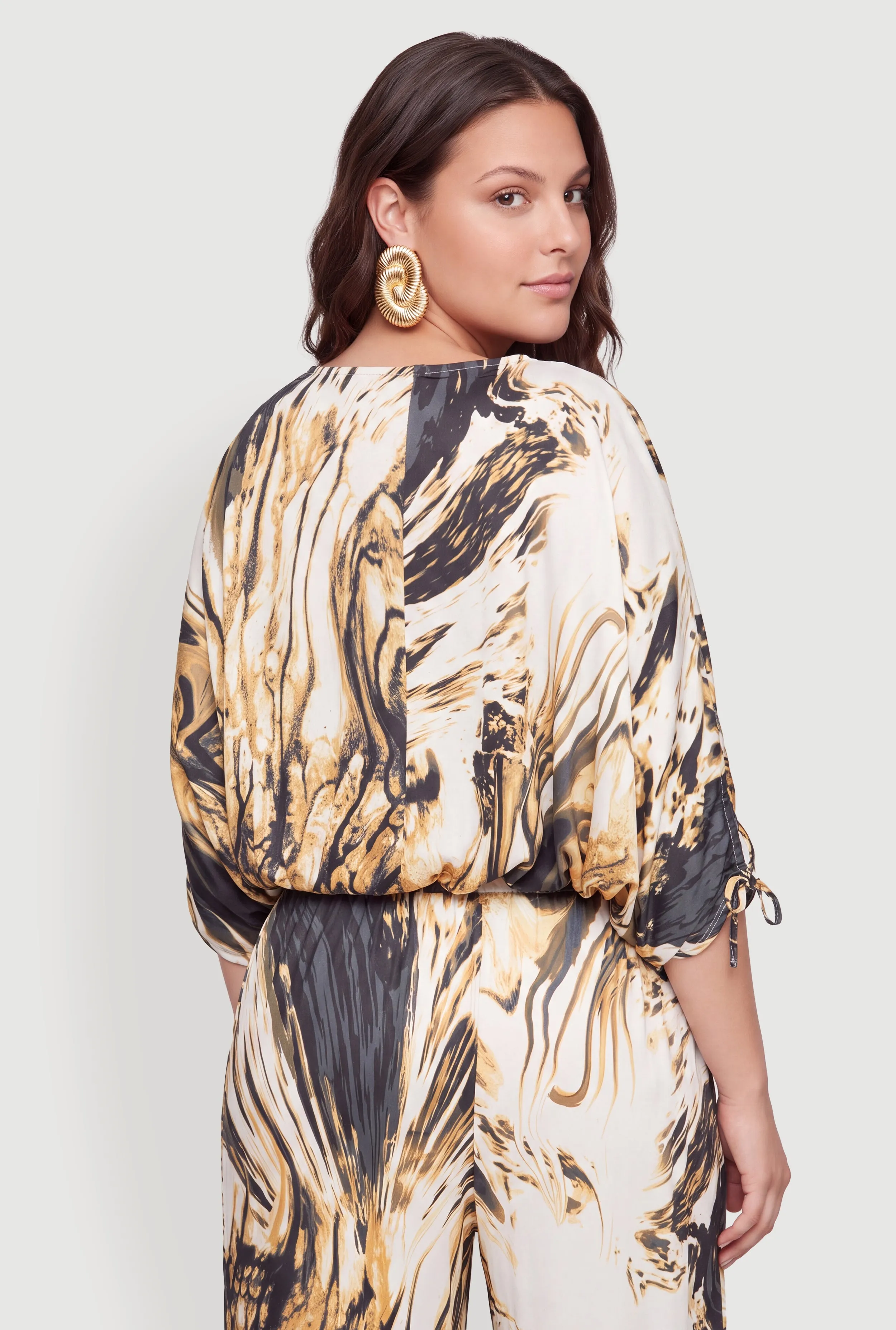 Plus Size Abstract Marble Print Dolman Sleeve Blouse sold by Rainbow product image thumbnail 5