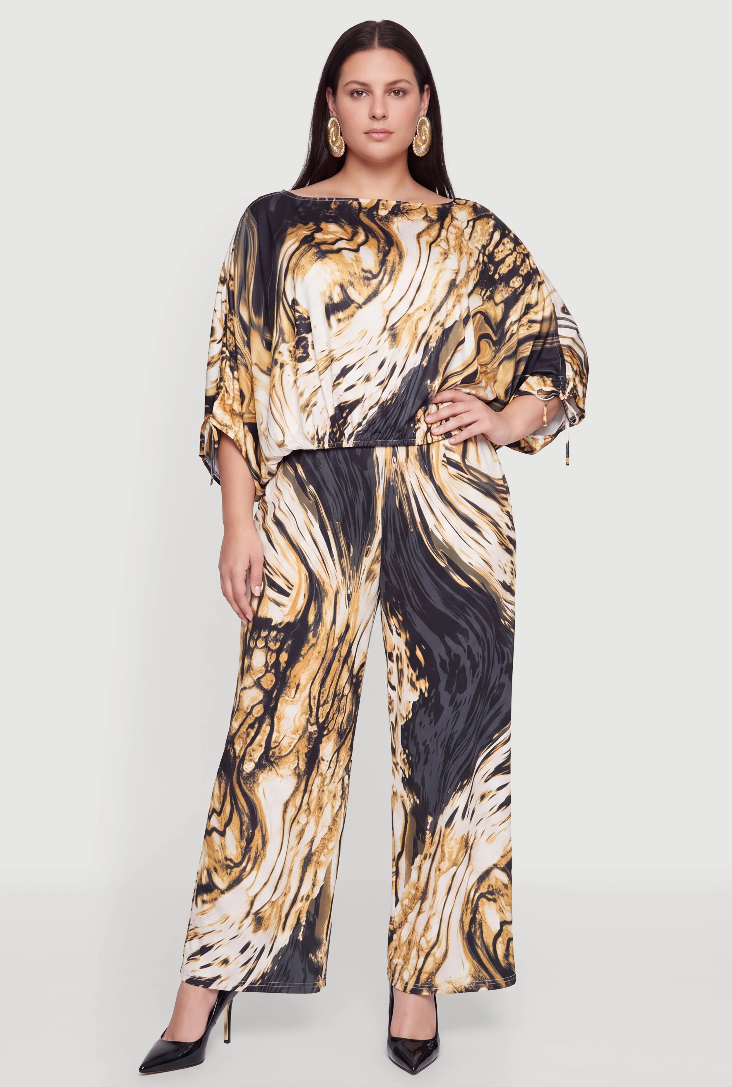 Plus Size Abstract Marble Print Dolman Sleeve Blouse sold by Rainbow product image thumbnail 2