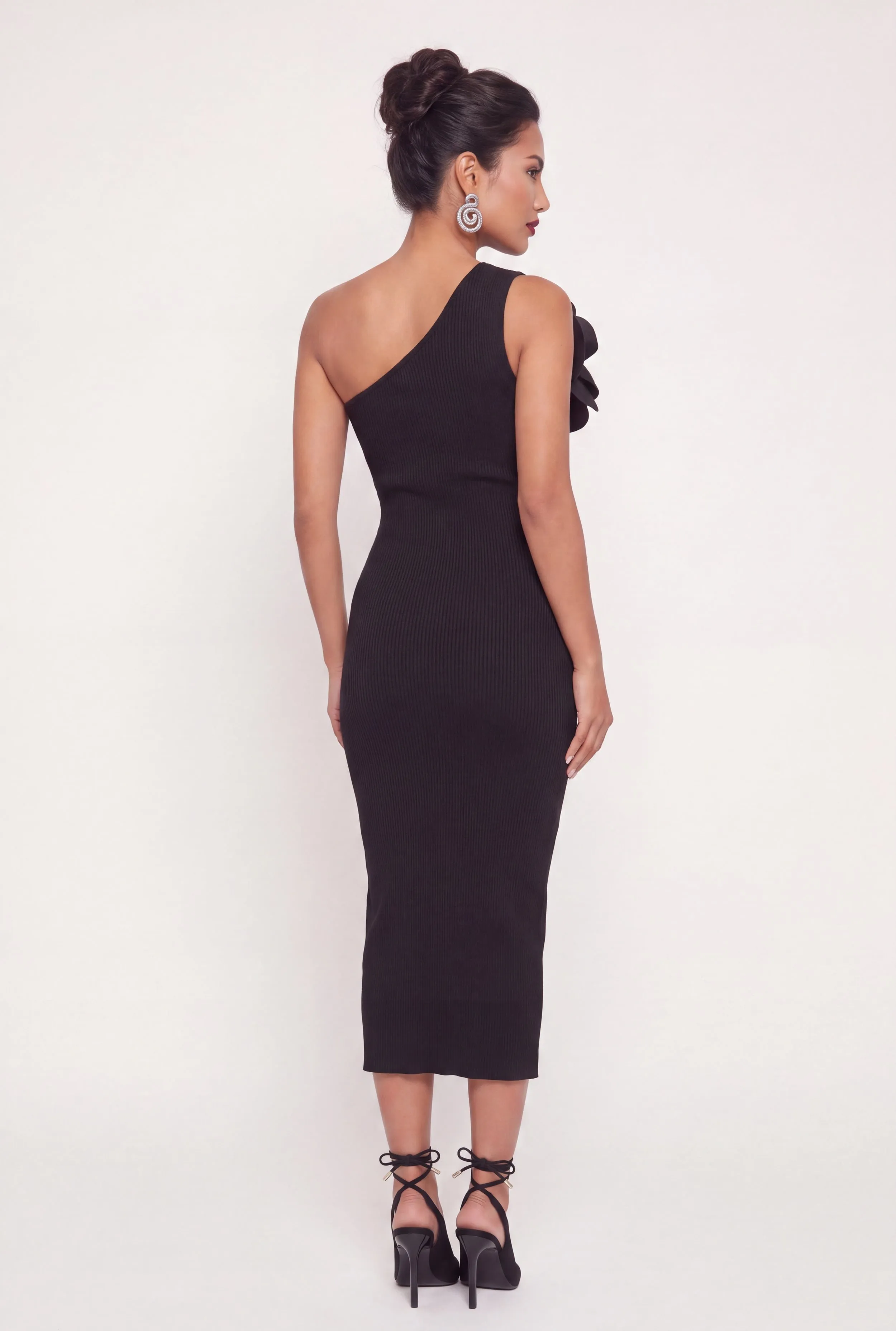 3D Flower Detail One Shoulder Sweater Dress sold by Rainbow product image thumbnail 3