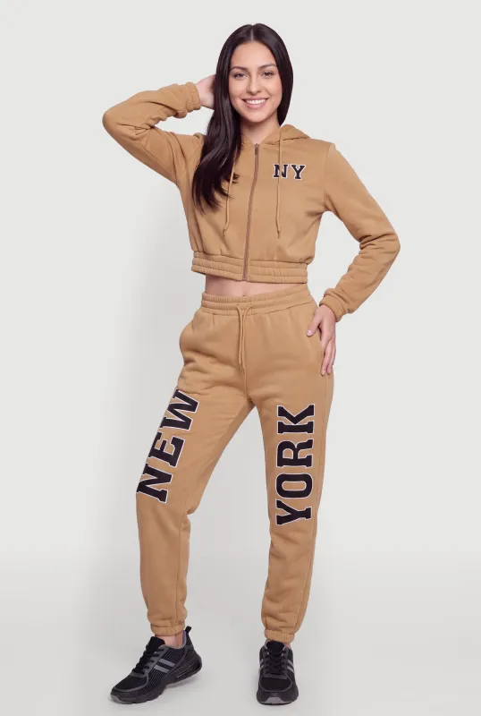 Drawstring Waist New York Graphic Sweatpants made by Rainbow