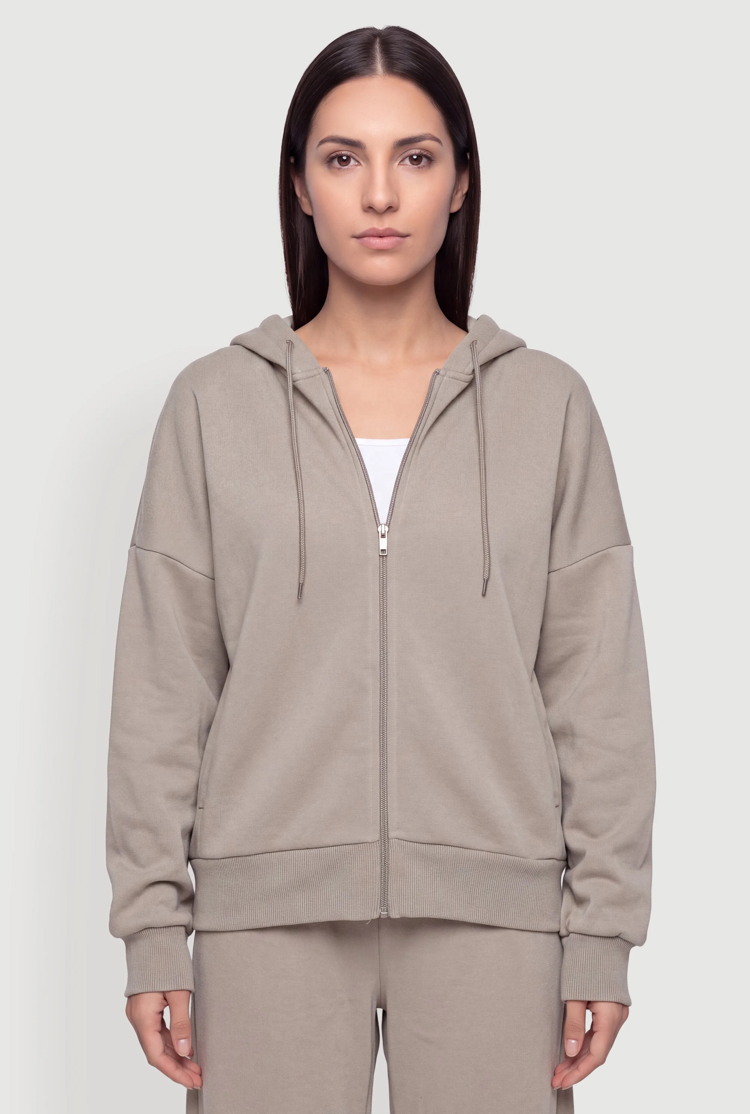 Zip Front Drop Shoulder Hooded Sweatshirt sold by Rainbow