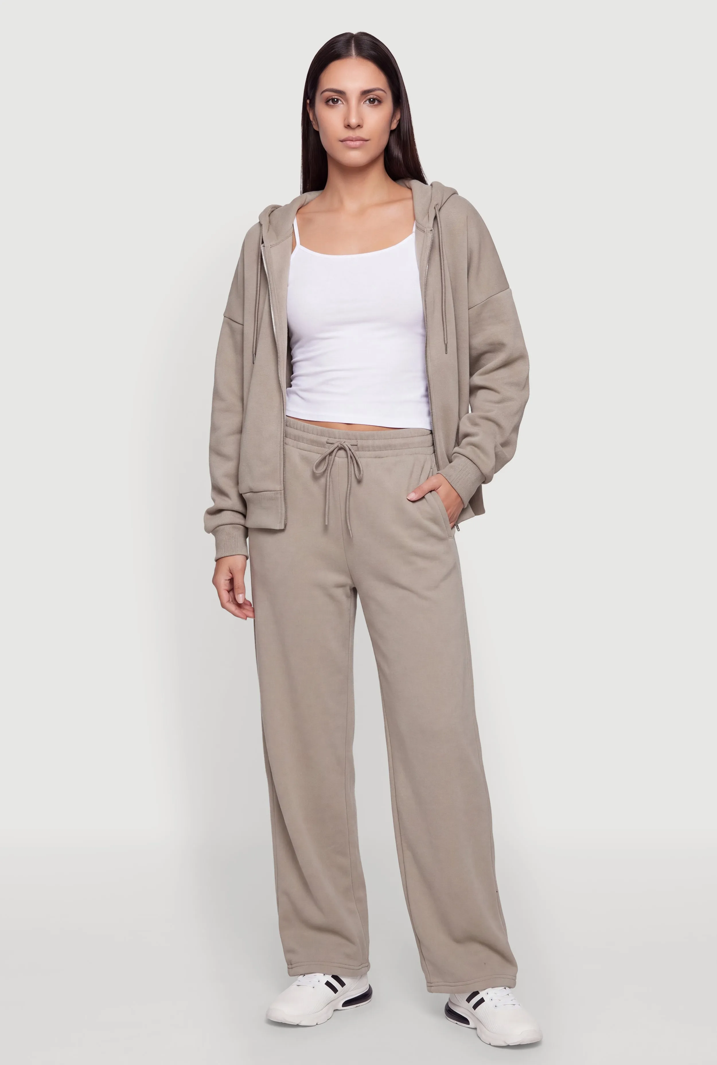 Zip Front Drop Shoulder Hooded Sweatshirt sold by Rainbow product image thumbnail 2
