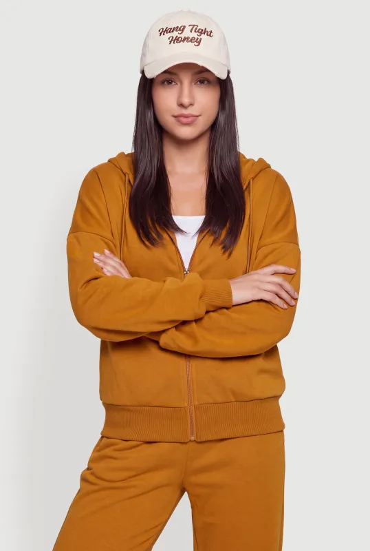 Zip Front Drop Shoulder Hooded Sweatshirt made by Rainbow