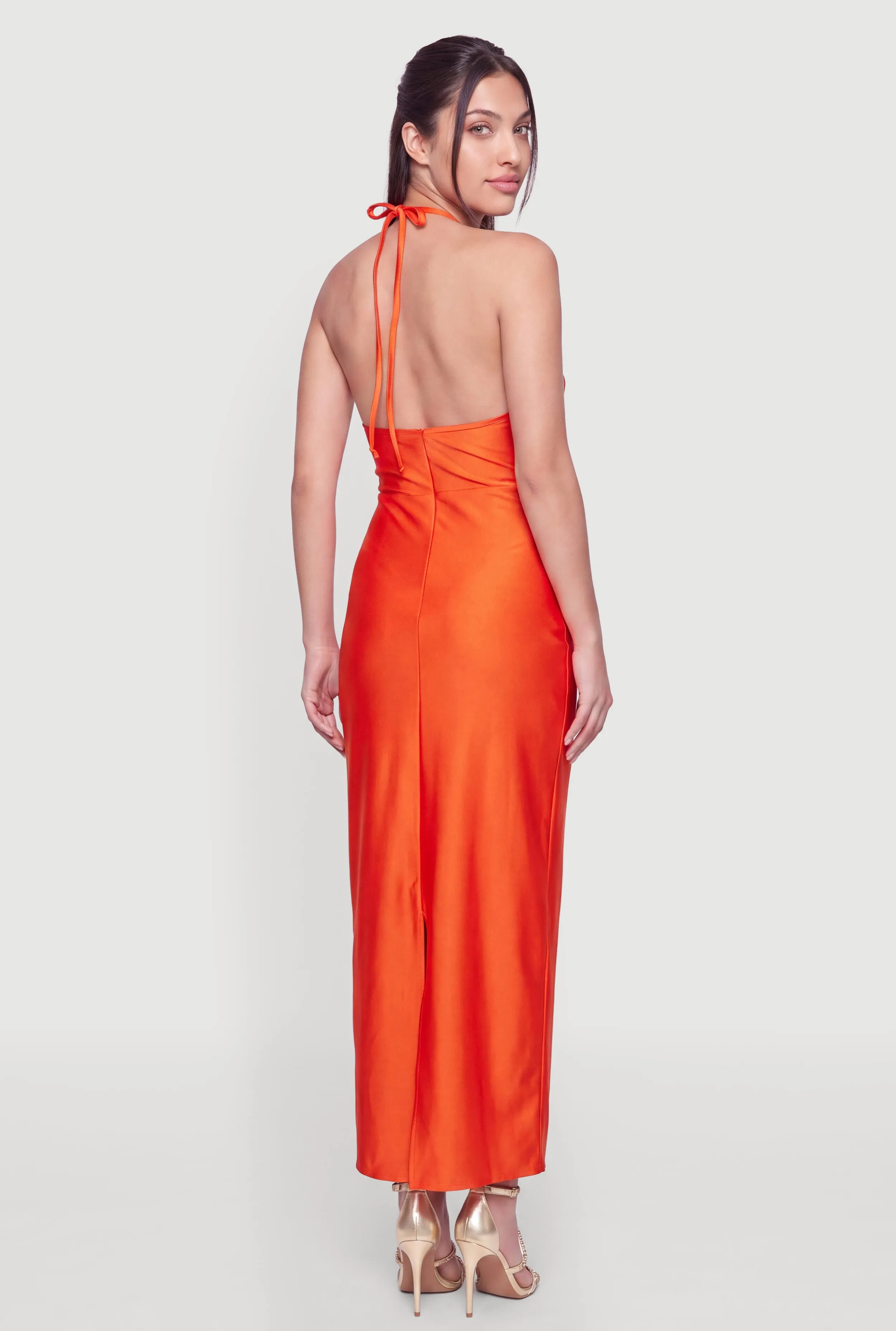 Metallic Beaded Detail Tie Back Halter Dress sold by Rainbow product image thumbnail 3