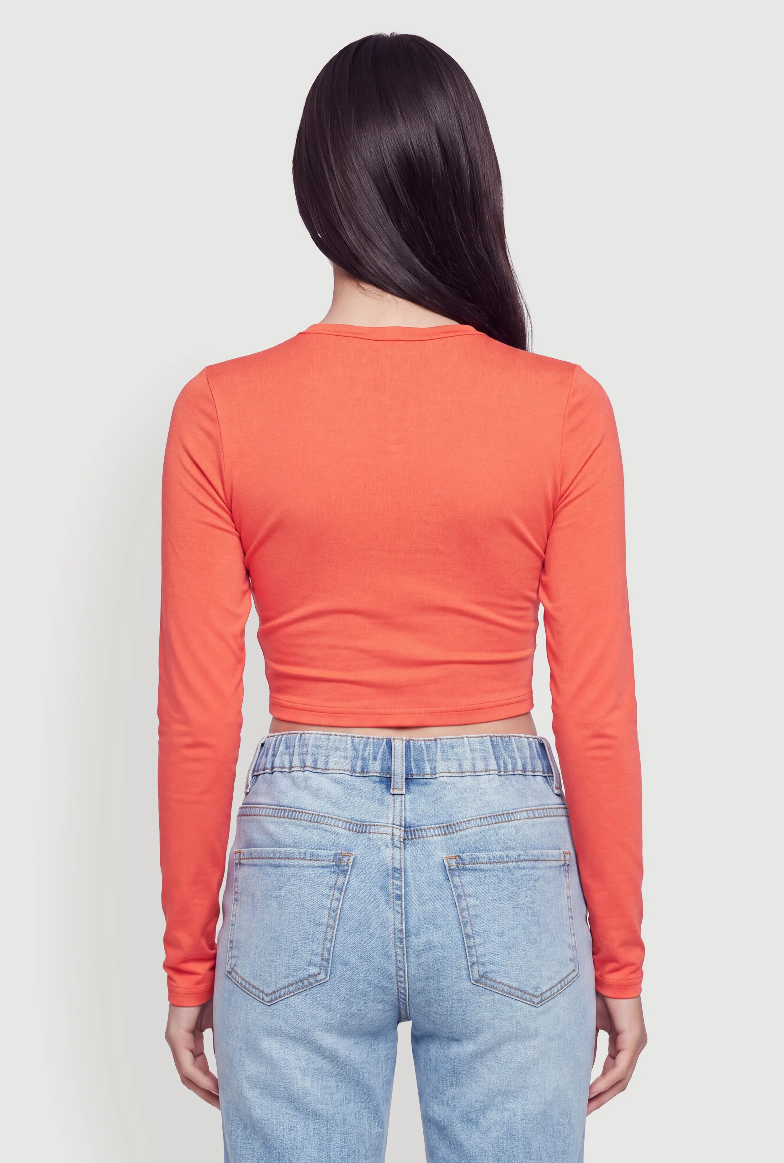 Long Sleeve Crew Neck Crop Top sold by Rainbow product image thumbnail 5