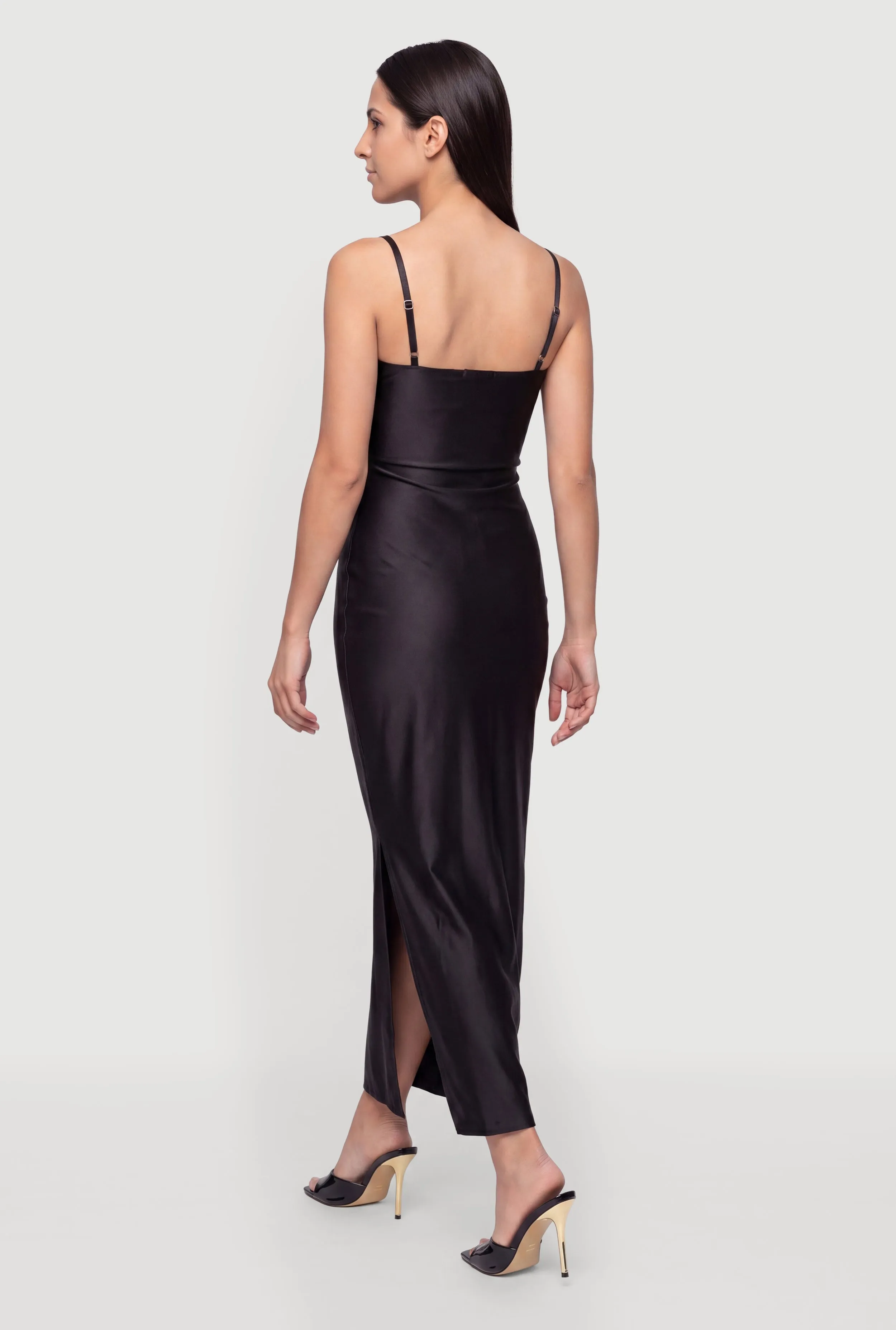 Metallic Detail Sleeveless Side Slit Maxi Dress sold by Rainbow product image thumbnail 3