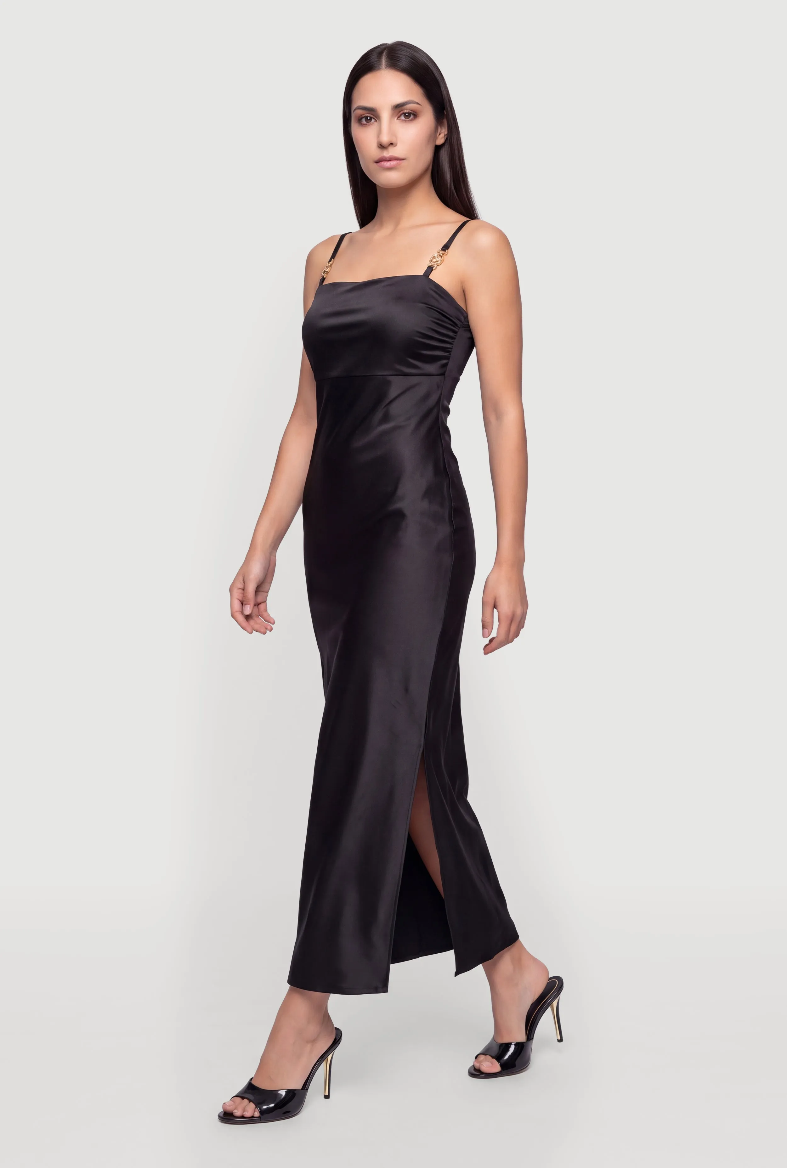 Metallic Detail Sleeveless Side Slit Maxi Dress sold by Rainbow product image thumbnail 2