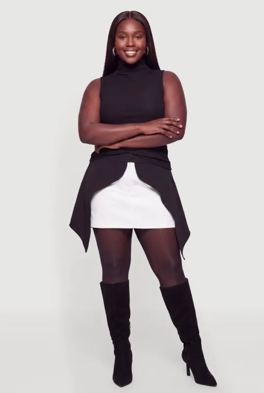 Plus Size Color Blocked Asymmetrical Overlay Skirt made by Rainbow