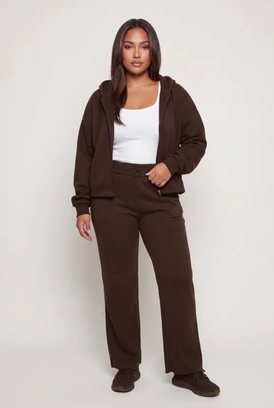Plus Size Toggle Drawstring Waist Raw Hem Sweatpants made by Rainbow
