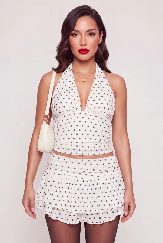 Polka Dot Ruched Halter Top made by iris