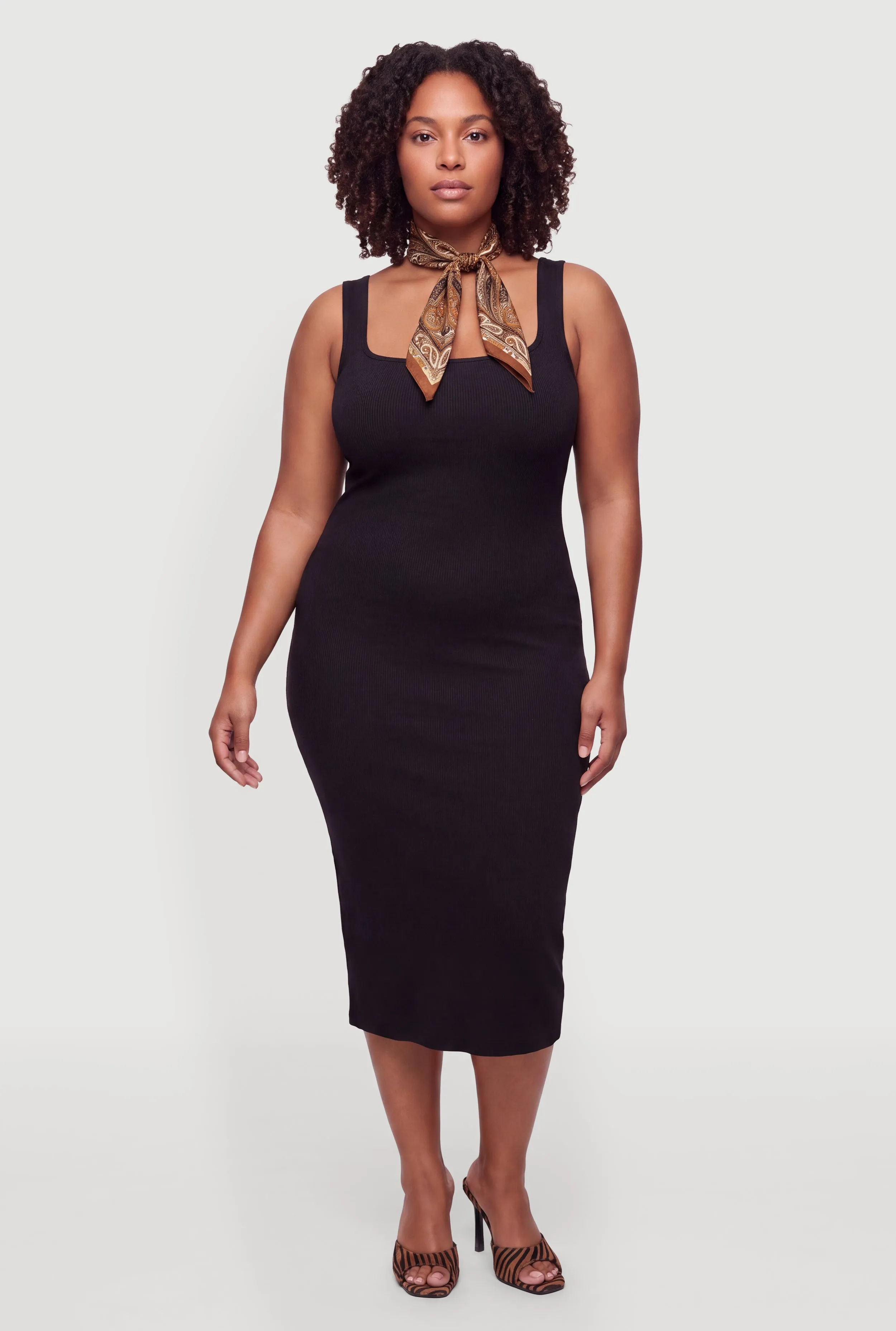 Plus Size Sleeveless Knit Square Neck Bodycon Dress sold by Rainbow