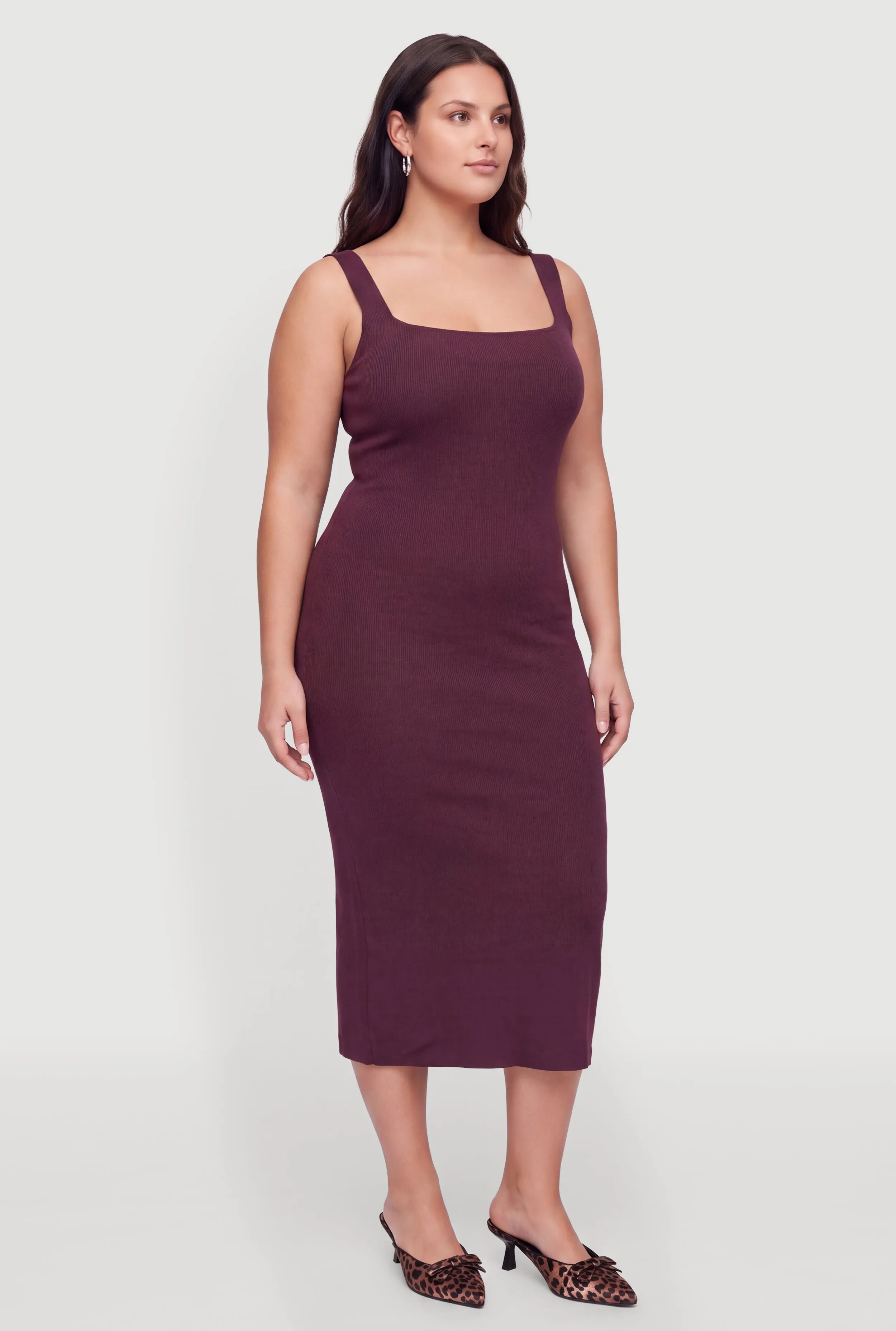 Plus Size Sleeveless Knit Square Neck Bodycon Dress sold by Rainbow product image thumbnail 2