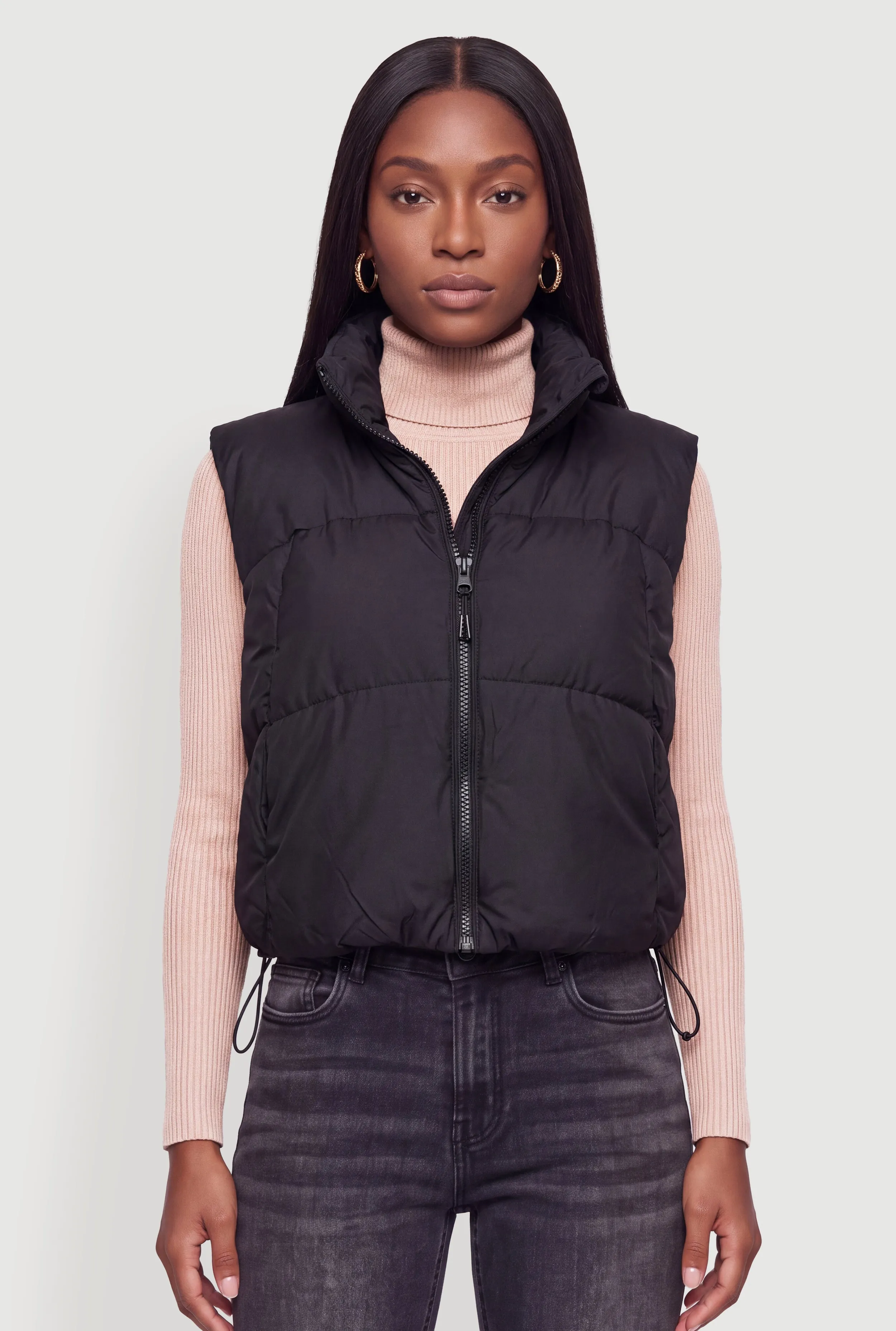 Faux Leather Zip Front Puffer Vest sold by Rainbow product image thumbnail 2