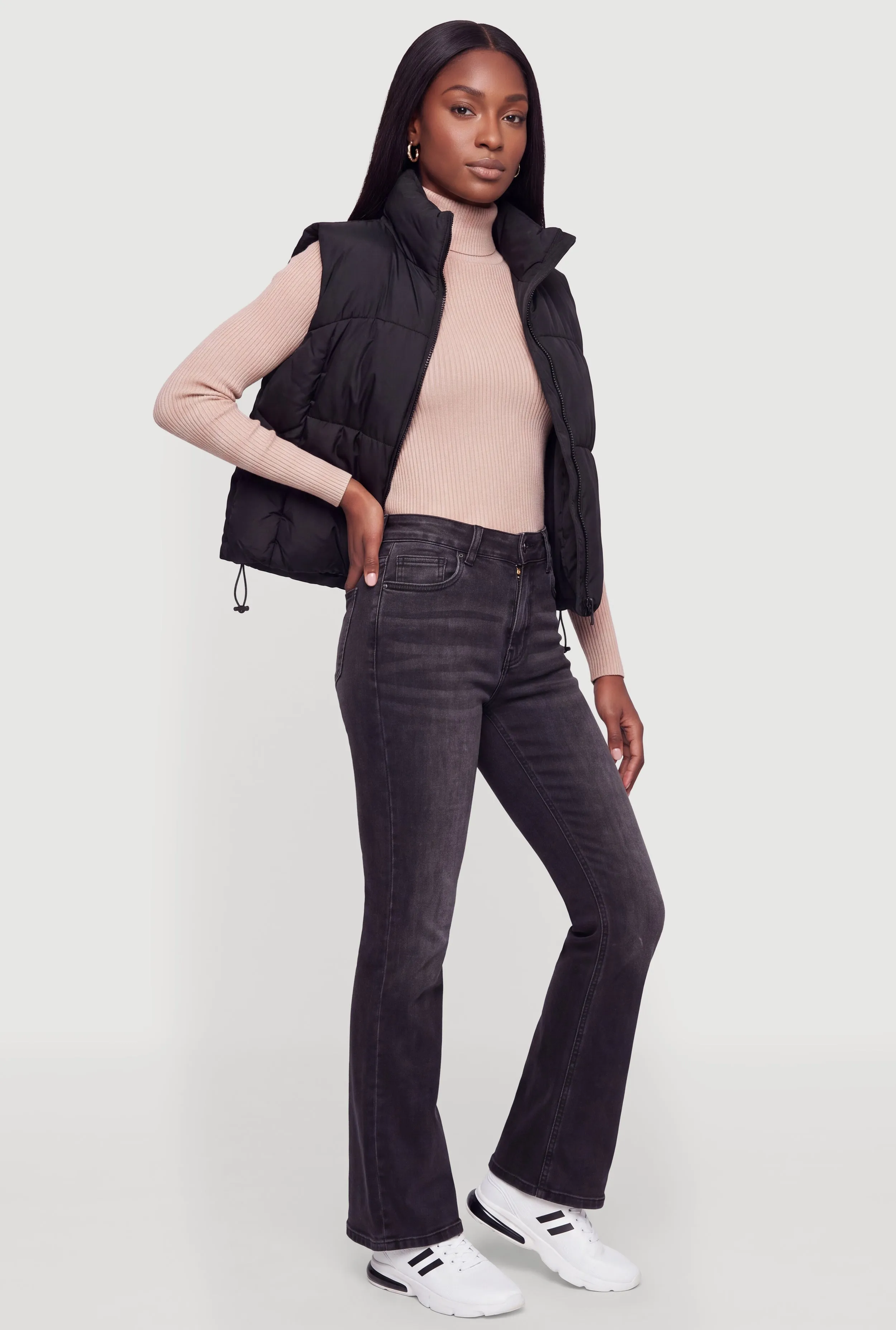 Faux Leather Zip Front Puffer Vest sold by Rainbow product image thumbnail 3