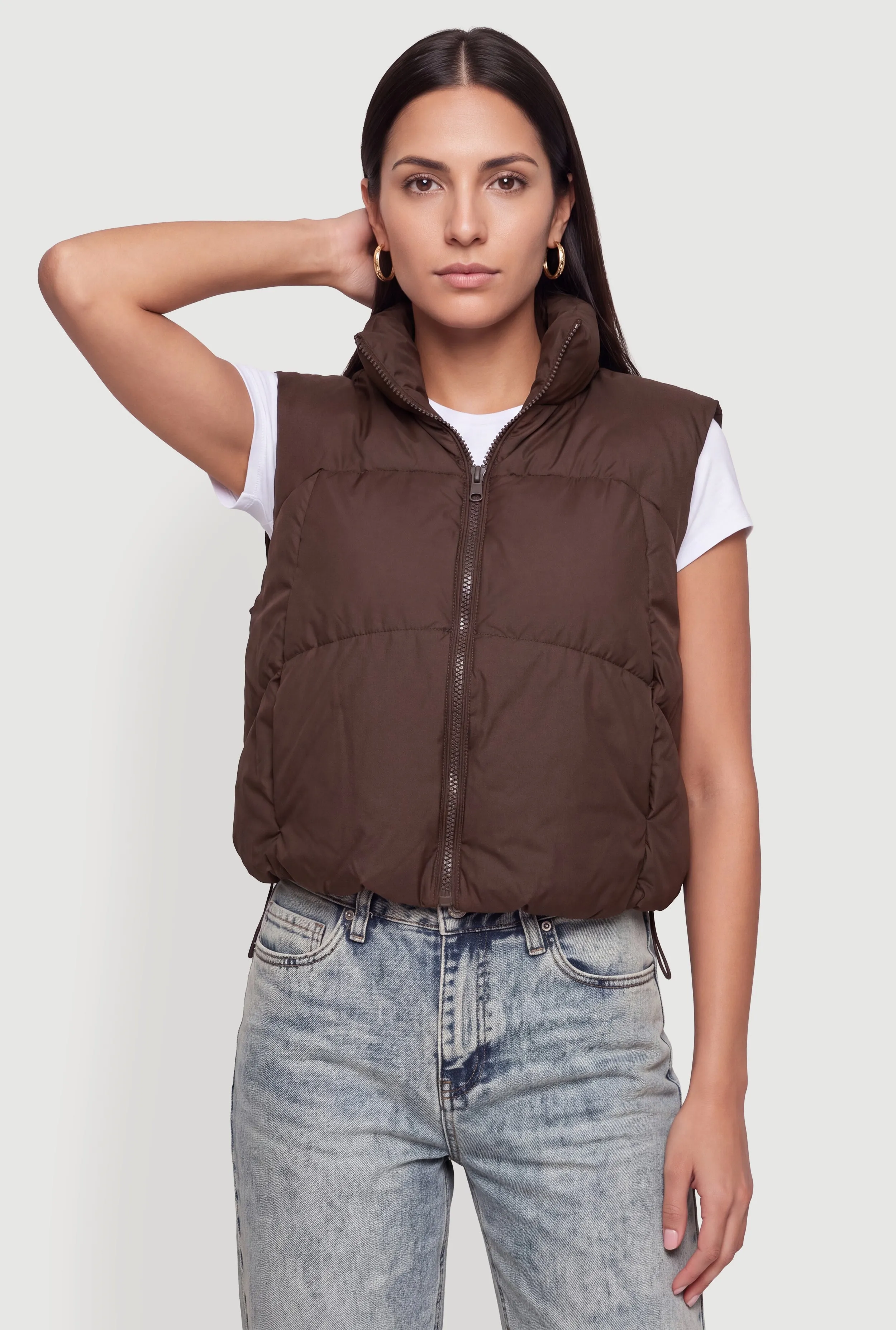 Faux Leather Zip Front Puffer Vest sold by Rainbow product image thumbnail 2