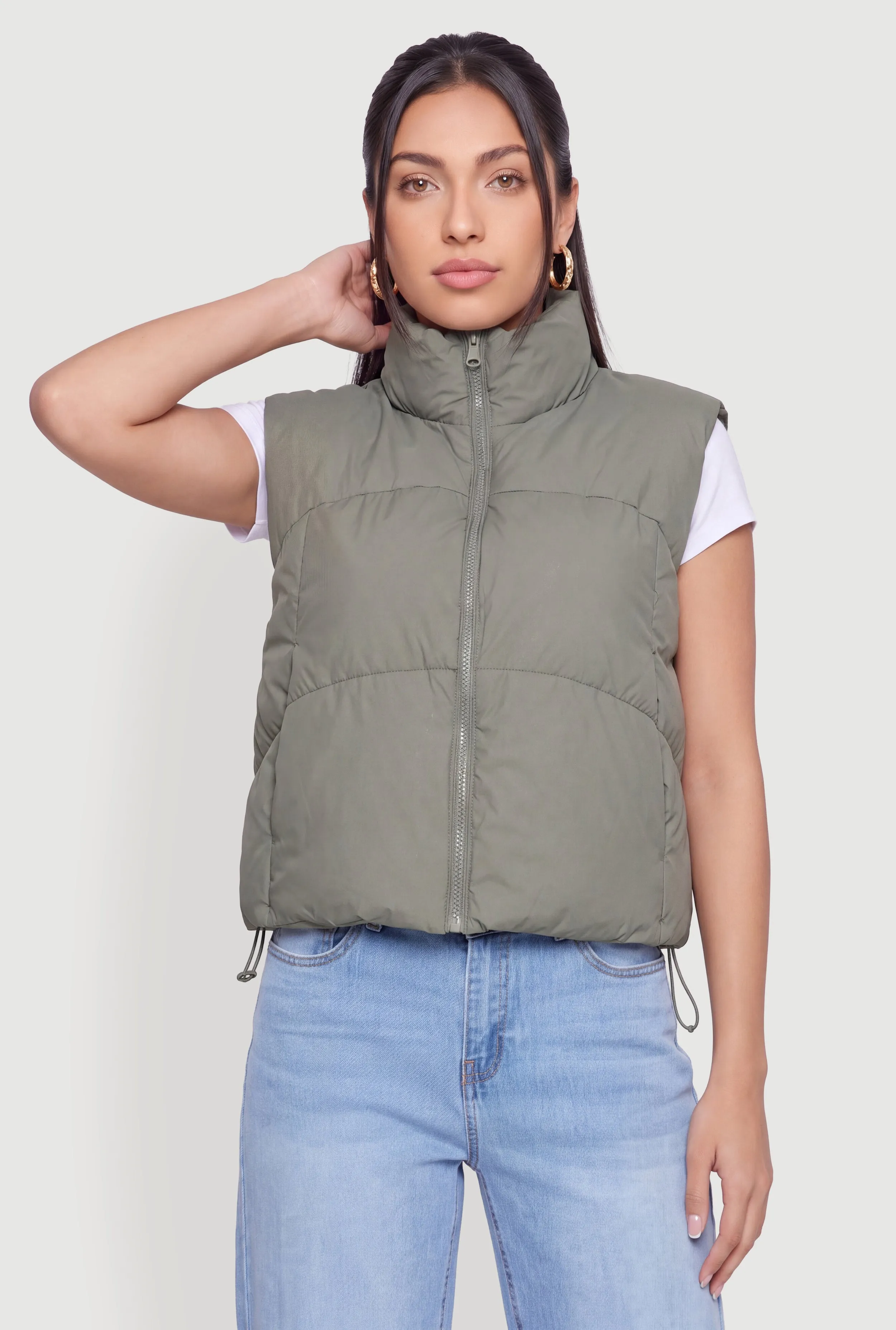 Faux Leather Zip Front Puffer Vest sold by Rainbow product image thumbnail 2