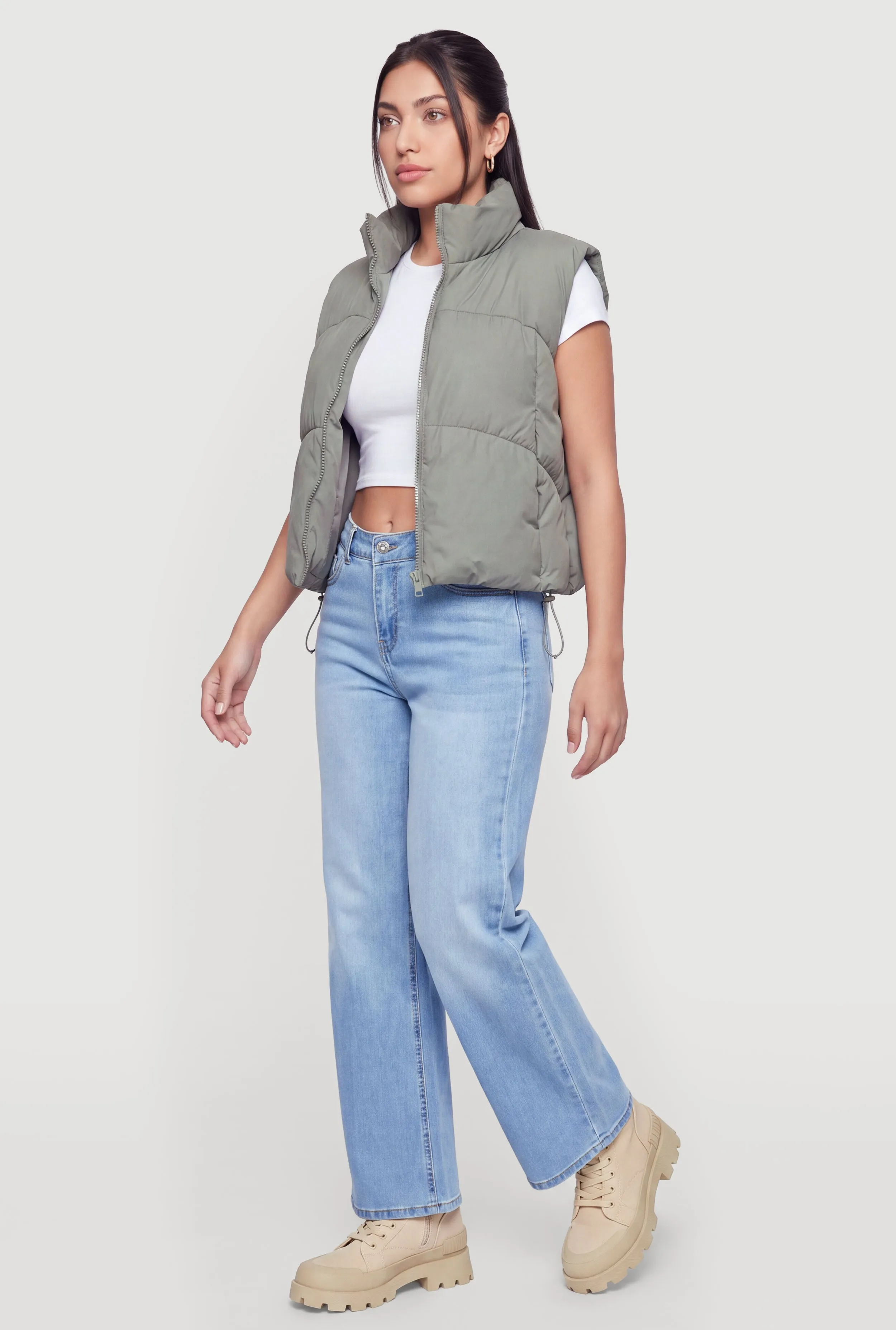 Faux Leather Zip Front Puffer Vest sold by Rainbow product image thumbnail 3