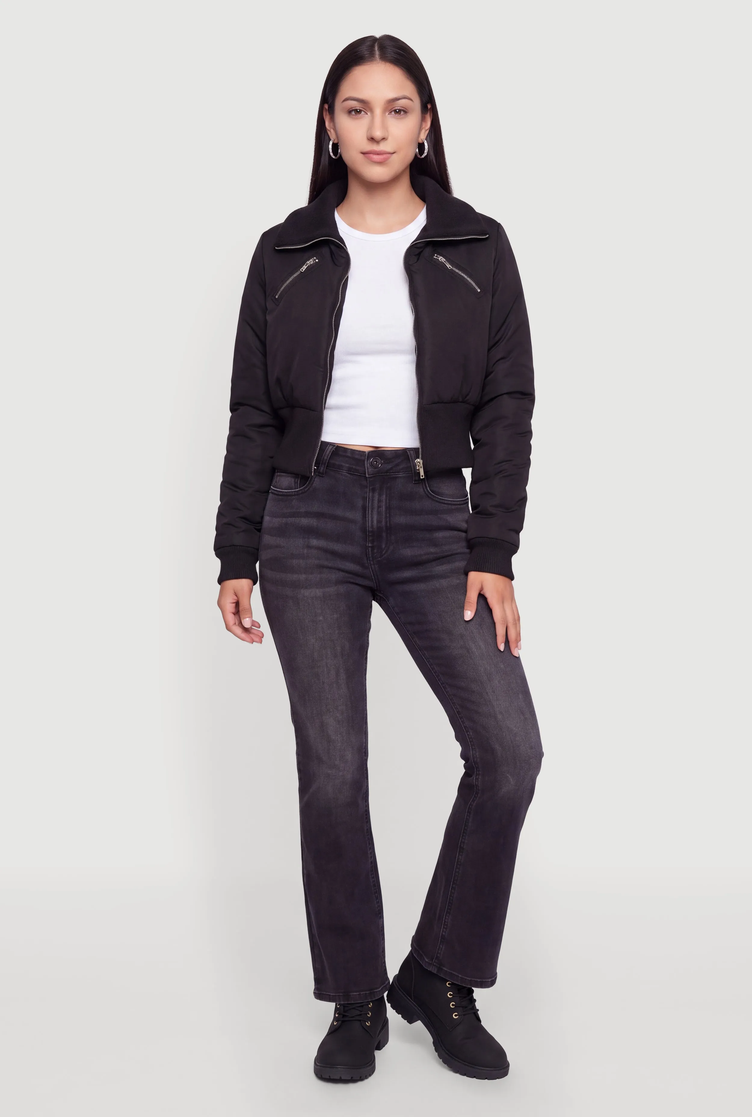 Zip Detail Bomber Jacket sold by Rainbow