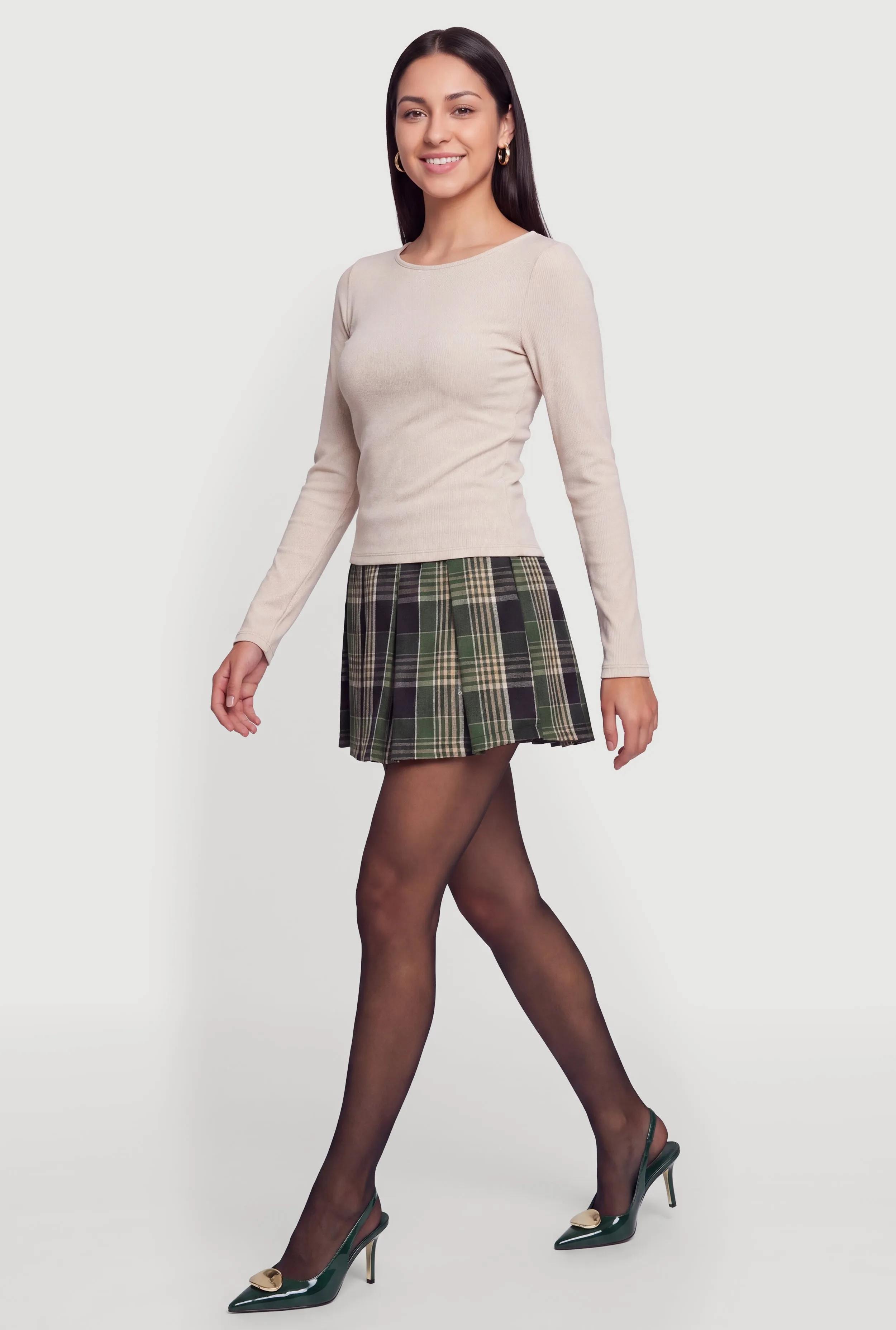 Plaid Pleated Mini Skirt with Shorts Lining sold by Rainbow product image thumbnail 2