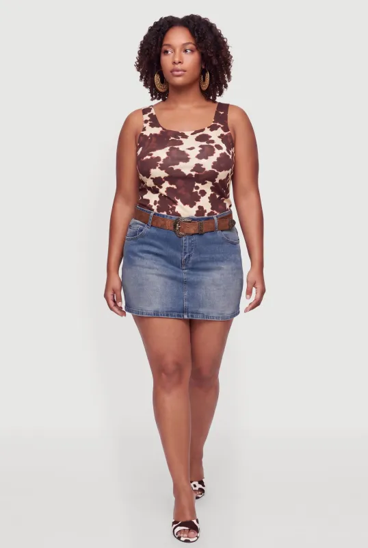 Plus Size Cow Print Sleeveless Top made by Rainbow