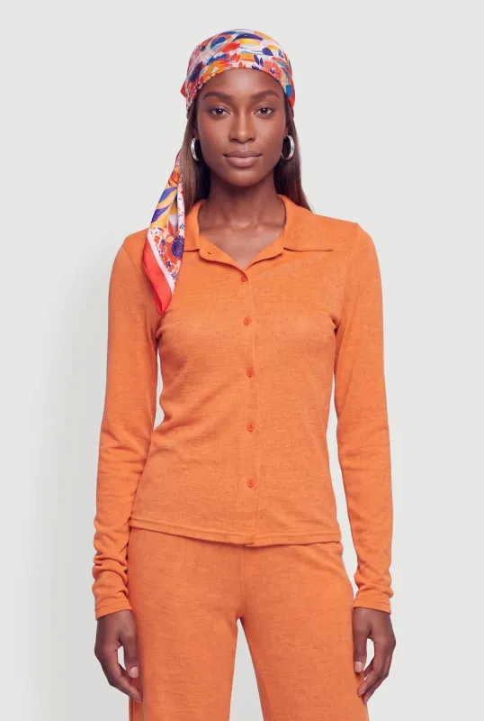 Long Sleeve Button Front Collared Shirt made by Daisy