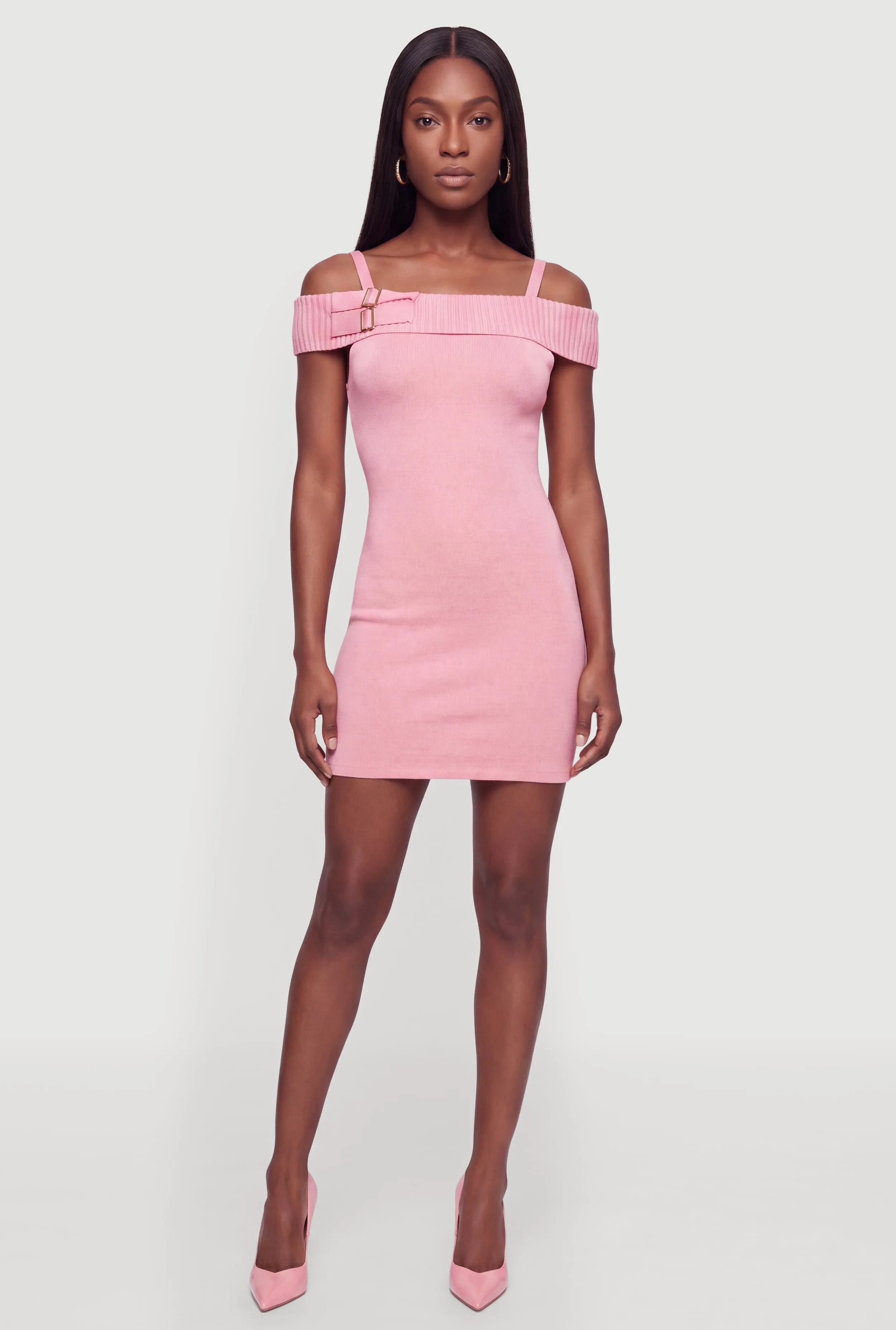 Buckle Detail Cold Shoulder Sweater Dress sold by Rainbow product image thumbnail 2