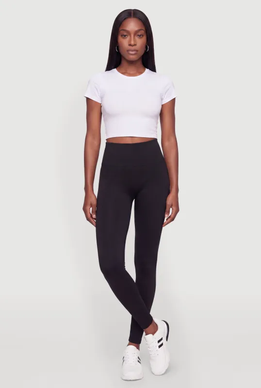 Waffle Knit Waist Fleece Lined Leggings made by Rainbow