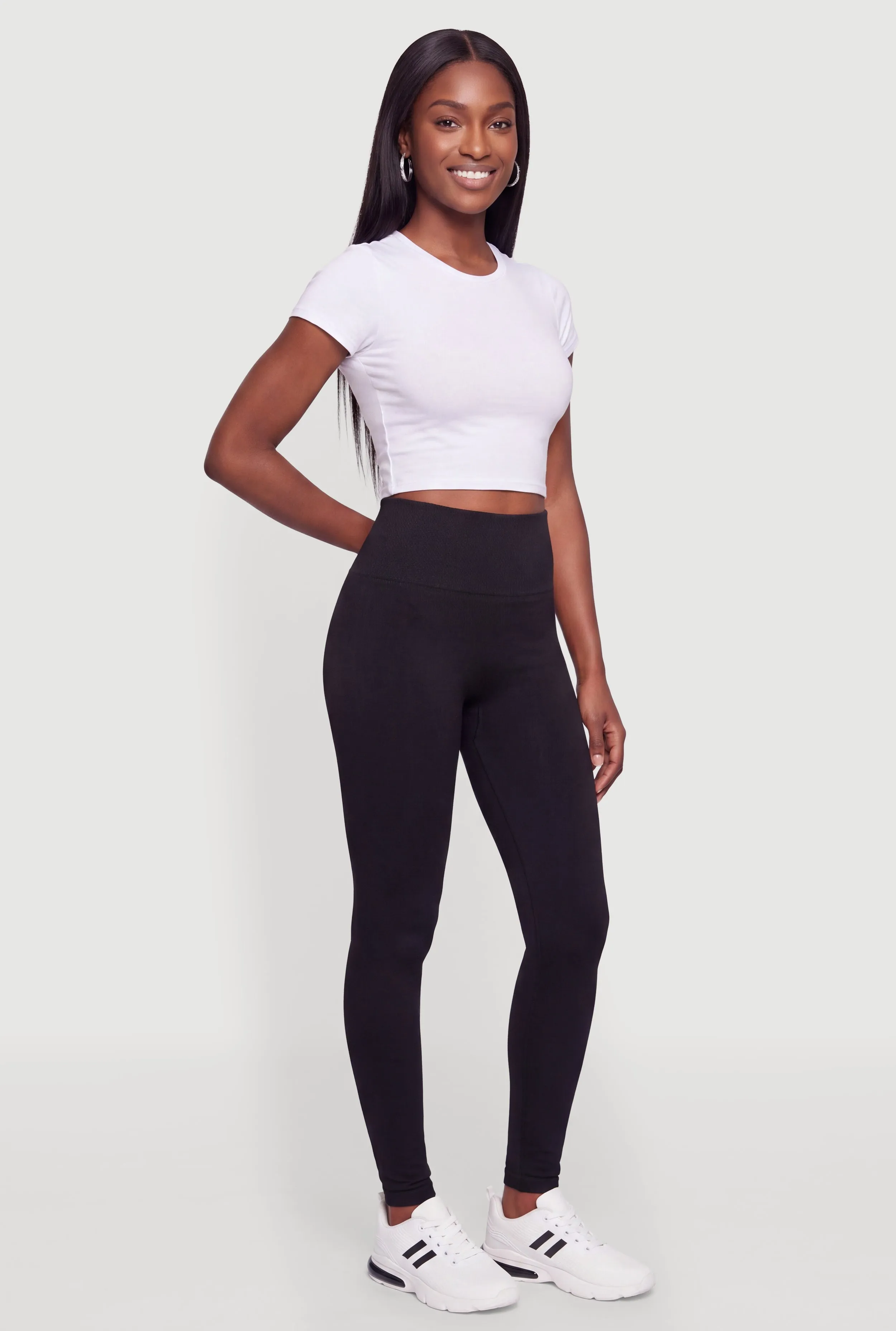 Waffle Knit Waist Fleece Lined Leggings sold by Rainbow product image thumbnail 2