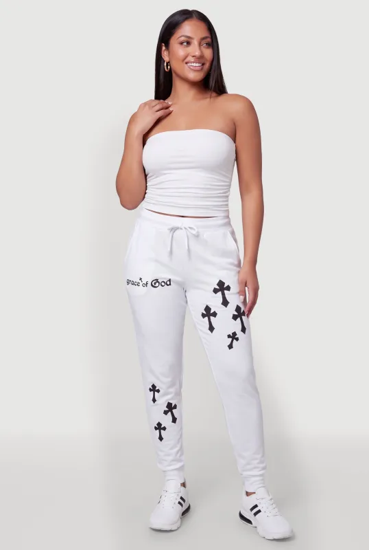 Grace of God Cross Graphic Fleece Joggers made by Rainbow