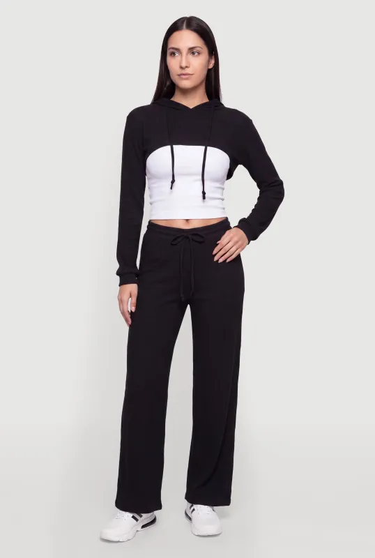 Drawstring Waist Wide Leg Pull On Pants made by Daisy