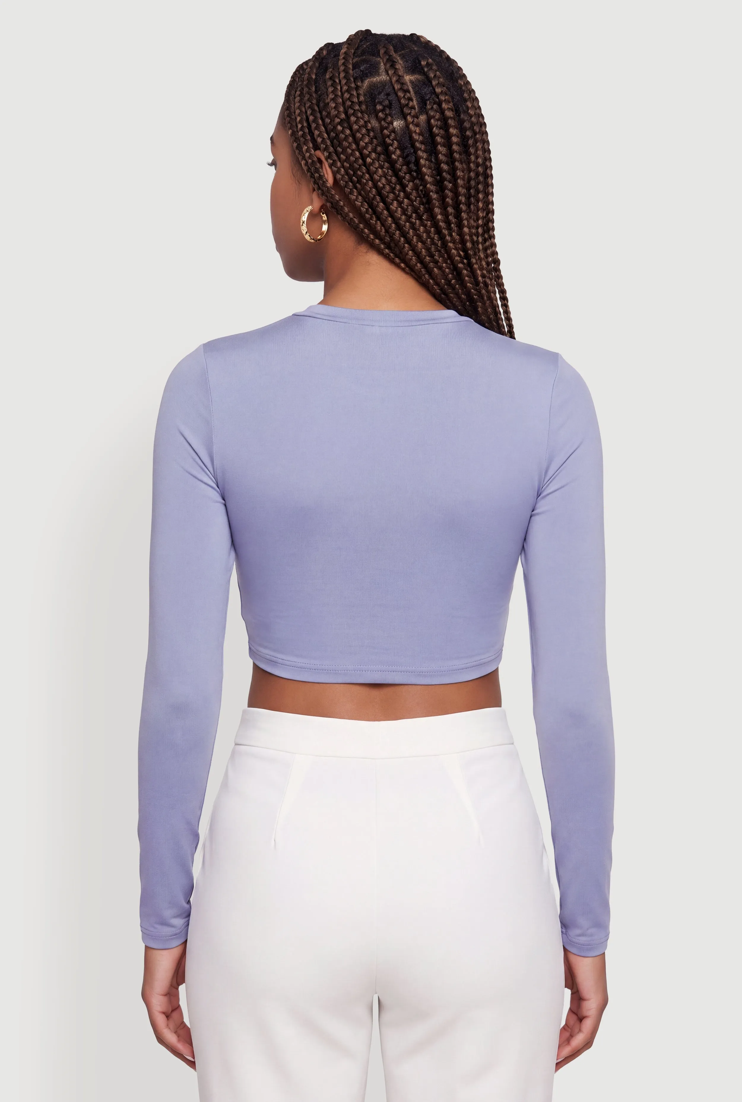 Crew Neck Long Sleeve Crop Top sold by Rainbow product image thumbnail 5