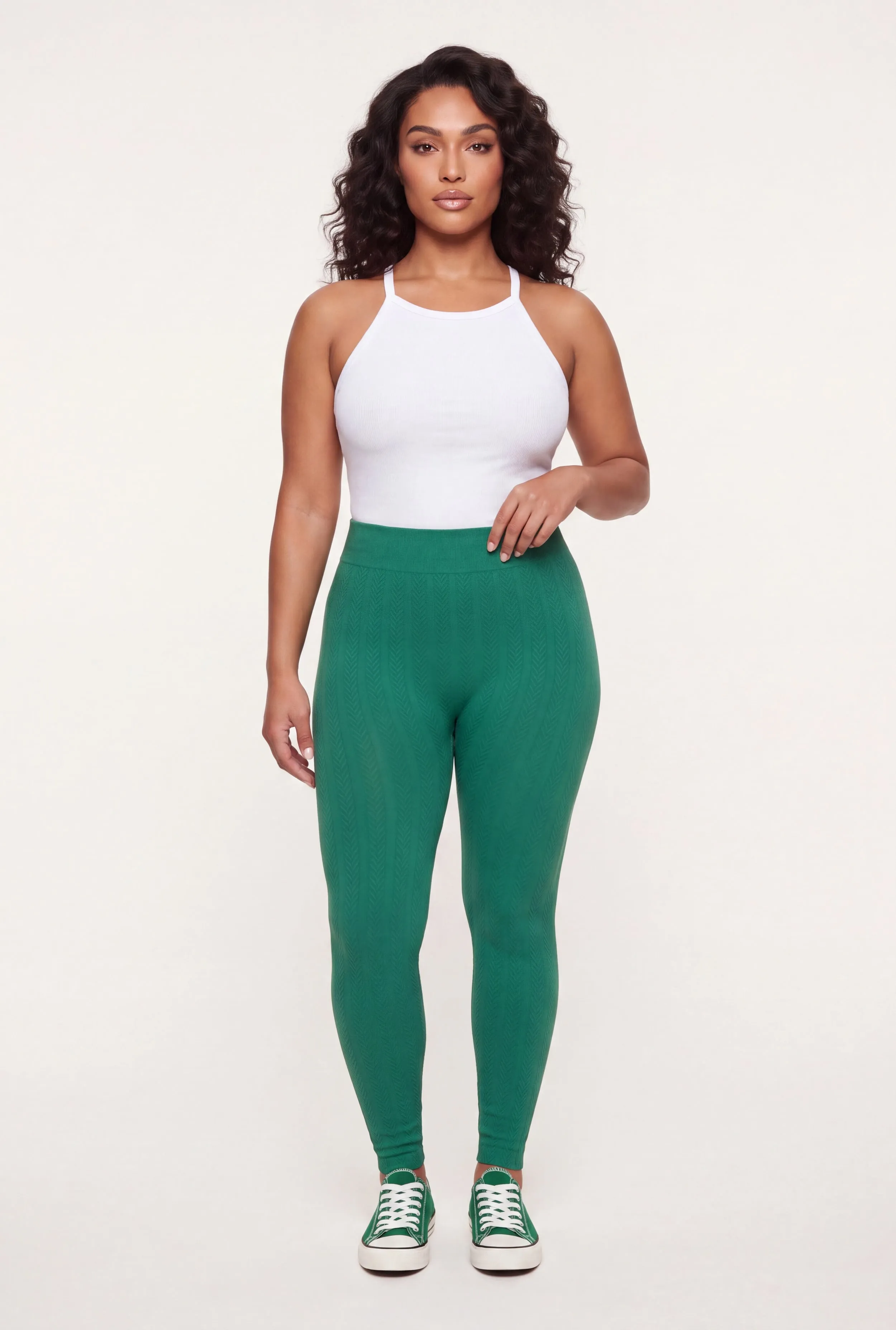 Plus Size Herringbone Seamless Fleece Lined Leggings sold by Rainbow product image thumbnail 2