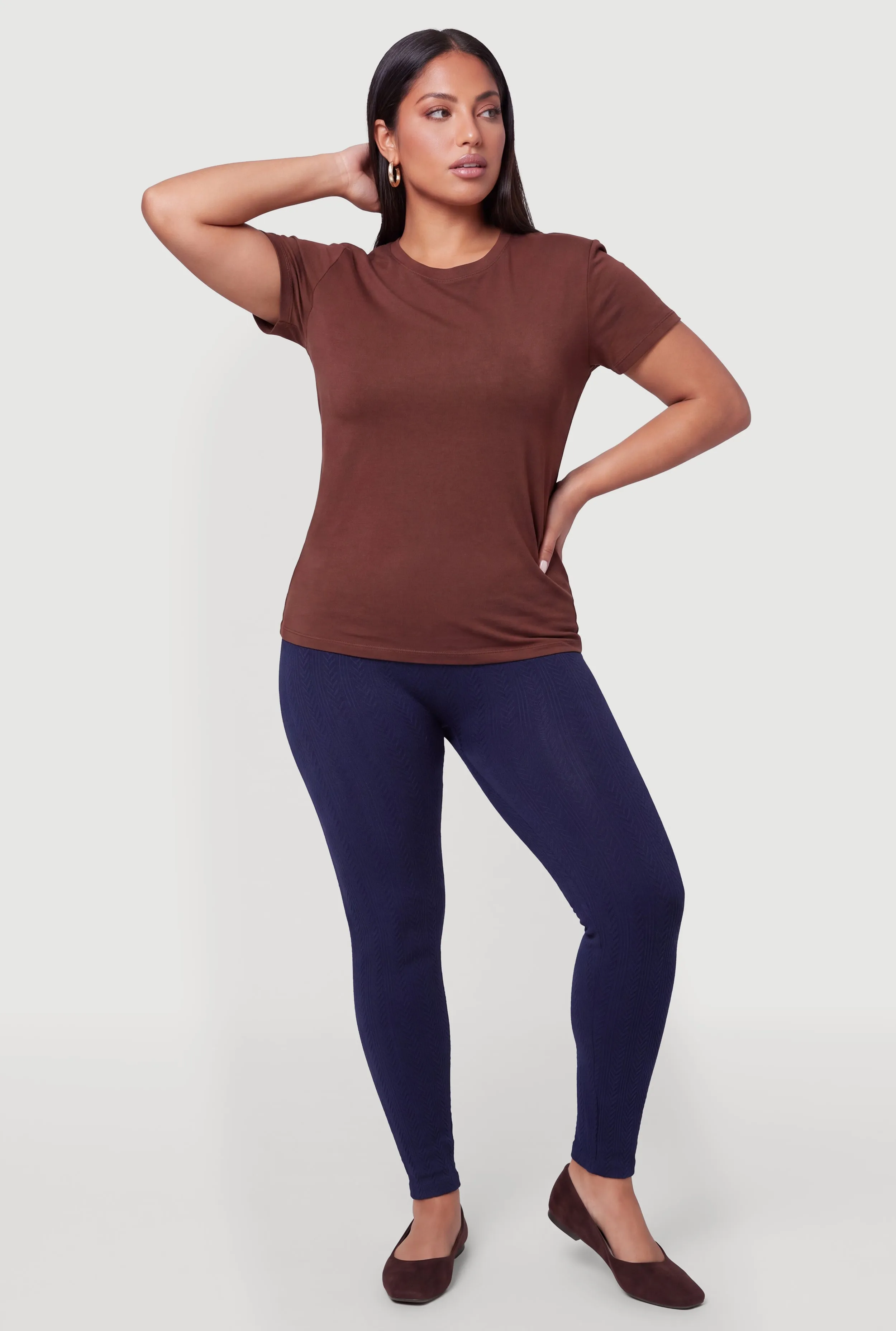 Plus Size Herringbone Seamless Fleece Lined Leggings sold by Rainbow product image thumbnail 5