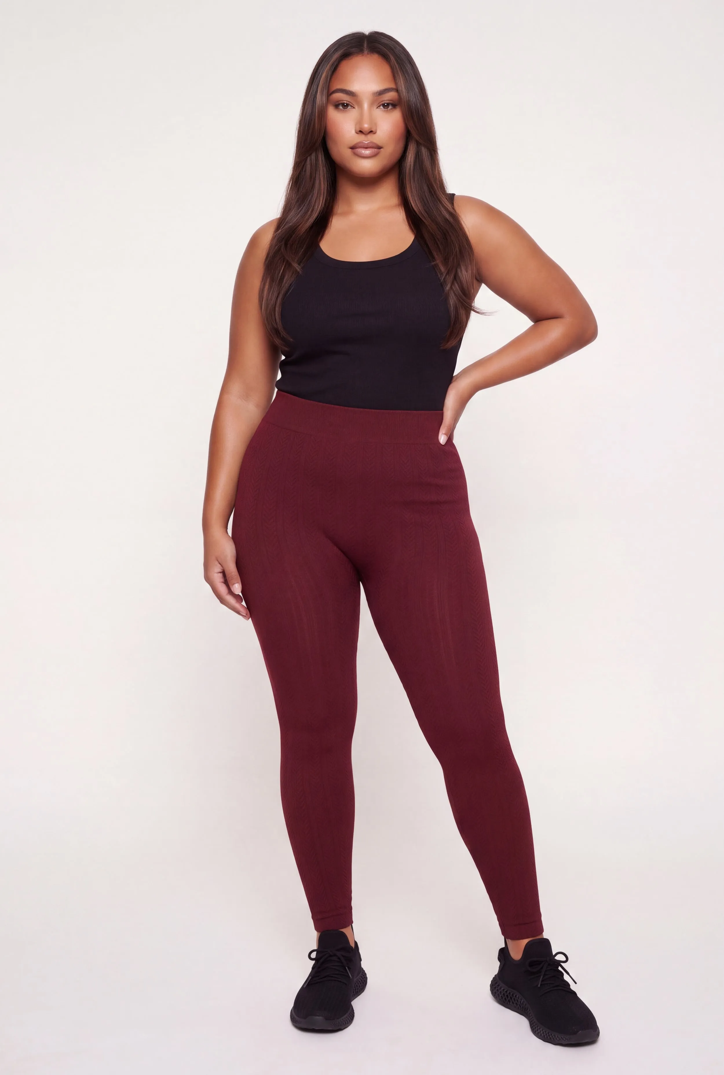 Plus Size Herringbone Seamless Fleece Lined Leggings sold by Rainbow product image thumbnail 4