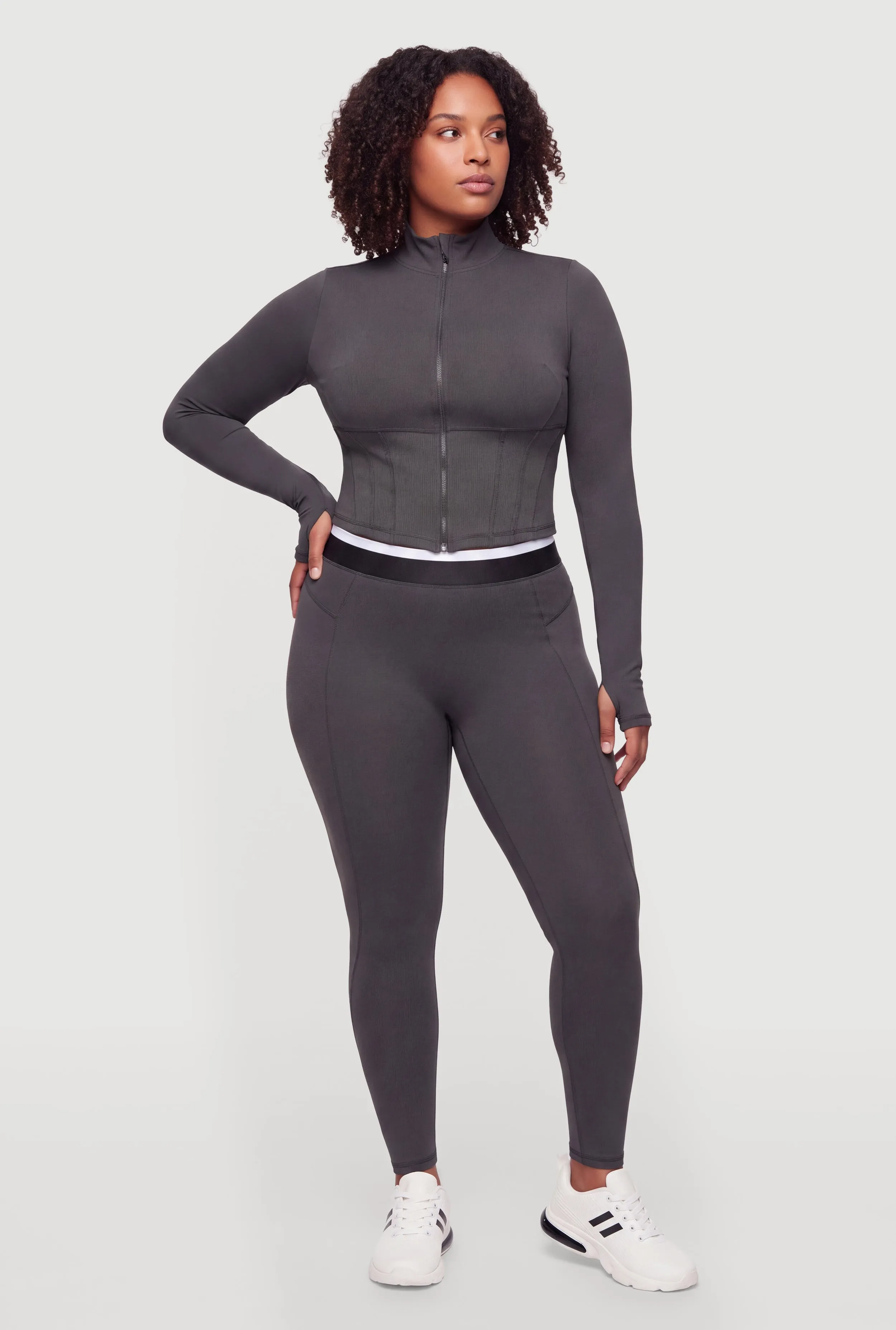 Plus Size Contrast Trim High Waisted Active Leggings sold by Rainbow product image thumbnail 4