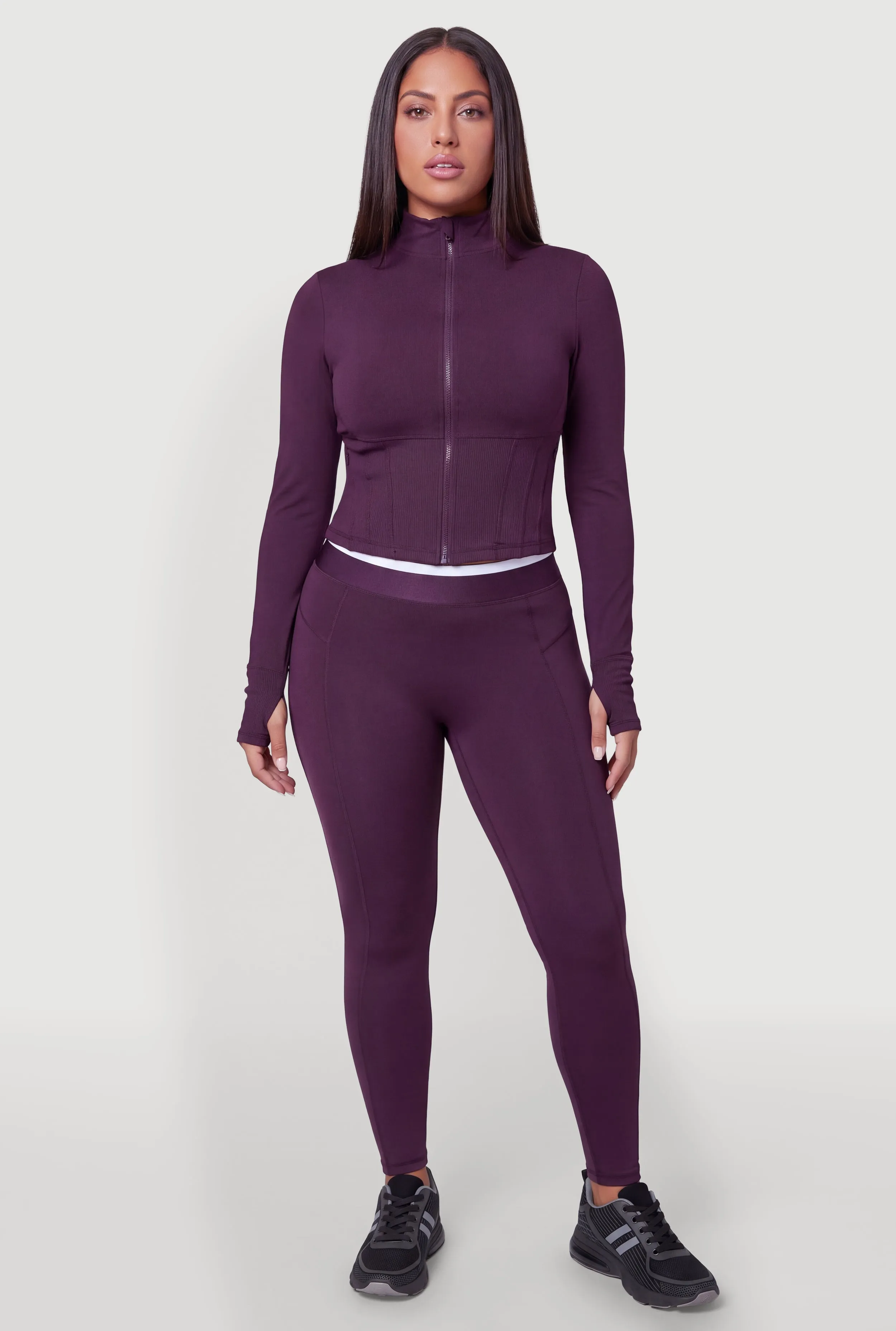 Plus Size Contrast Trim High Waisted Active Leggings sold by Rainbow