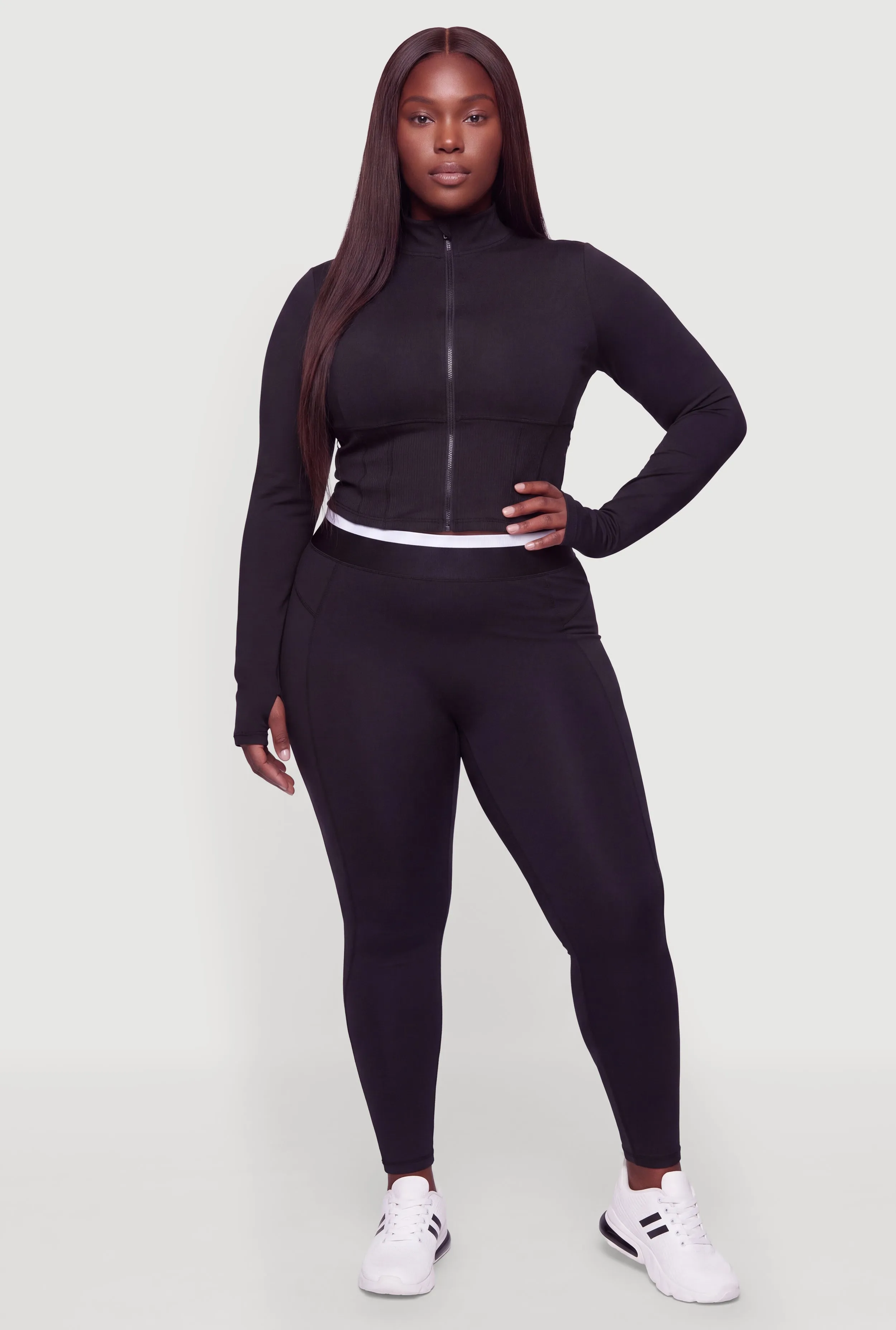 Plus Size Contrast Trim High Waisted Active Leggings sold by Rainbow product image thumbnail 2