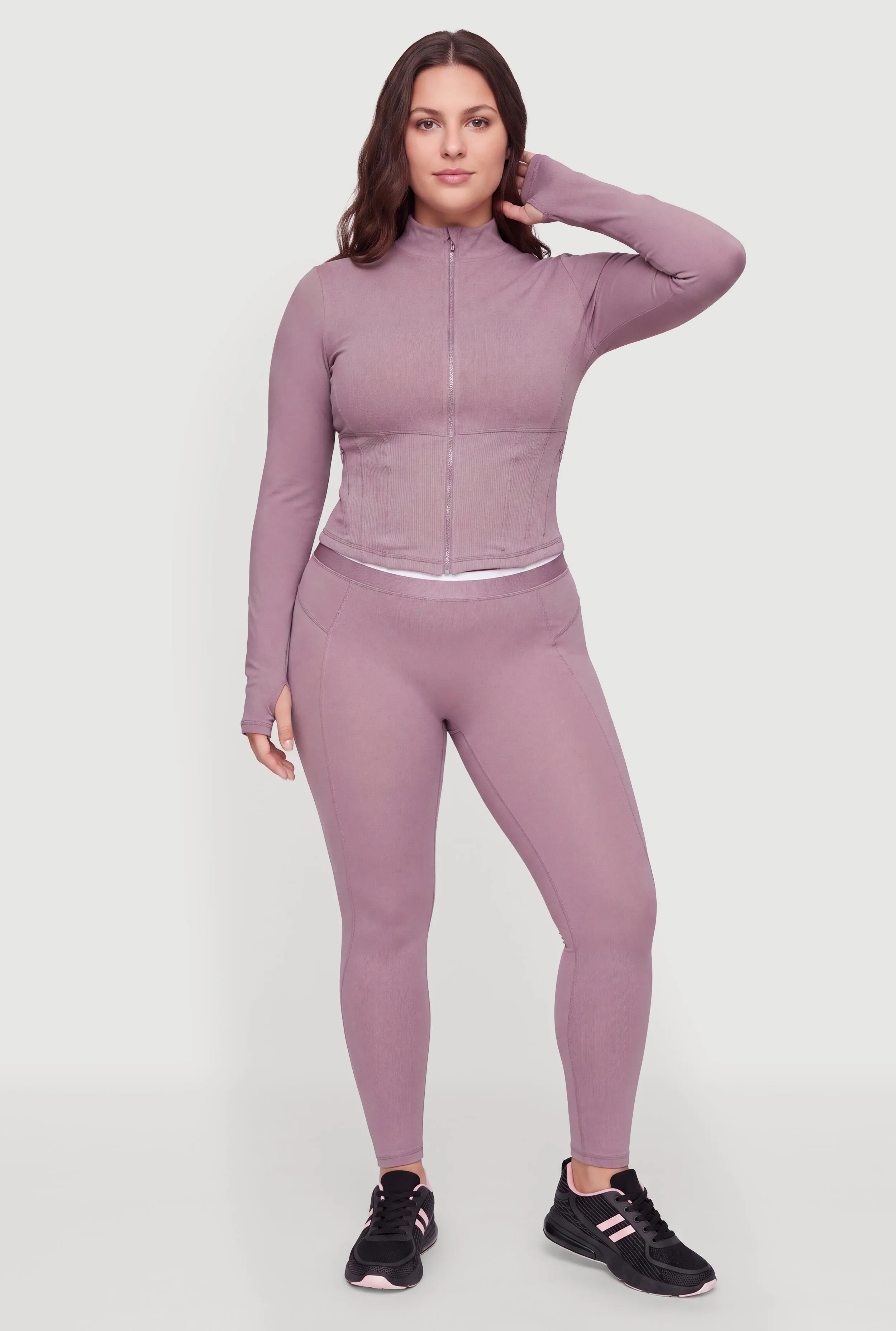 Plus Size Contrast Trim High Waisted Active Leggings sold by Rainbow product image thumbnail 3