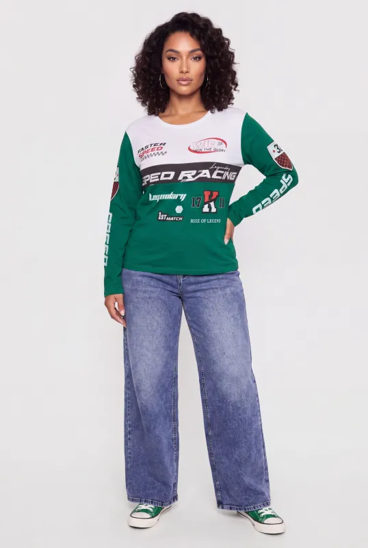 Plus Size Legendary Speed Racing Graphic Long Sleeve Tee made by Rainbow
