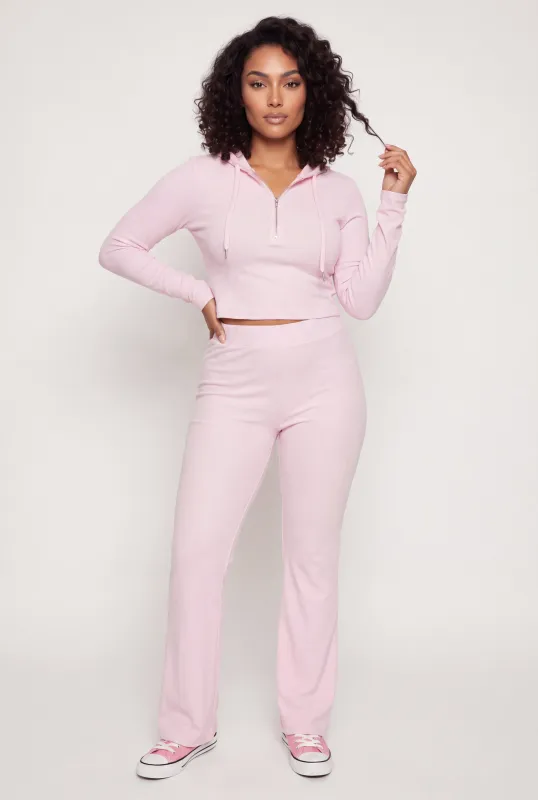 Plus Size Ribbed Knit High Waisted Straight Leg Casual Pants made by Rainbow