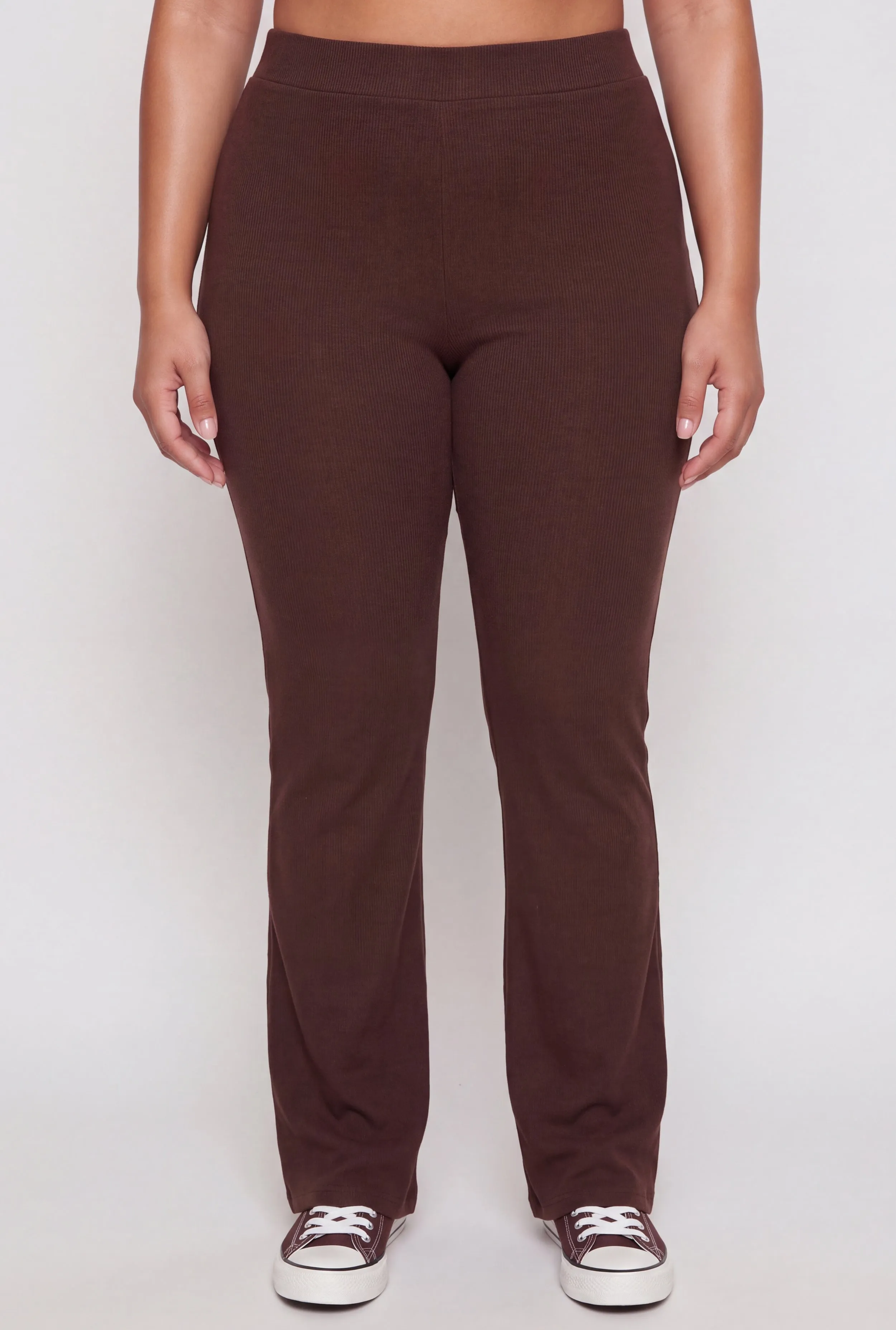 Plus Size Ribbed Knit High Waisted Straight Leg Casual Pants sold by Rainbow product image thumbnail 3