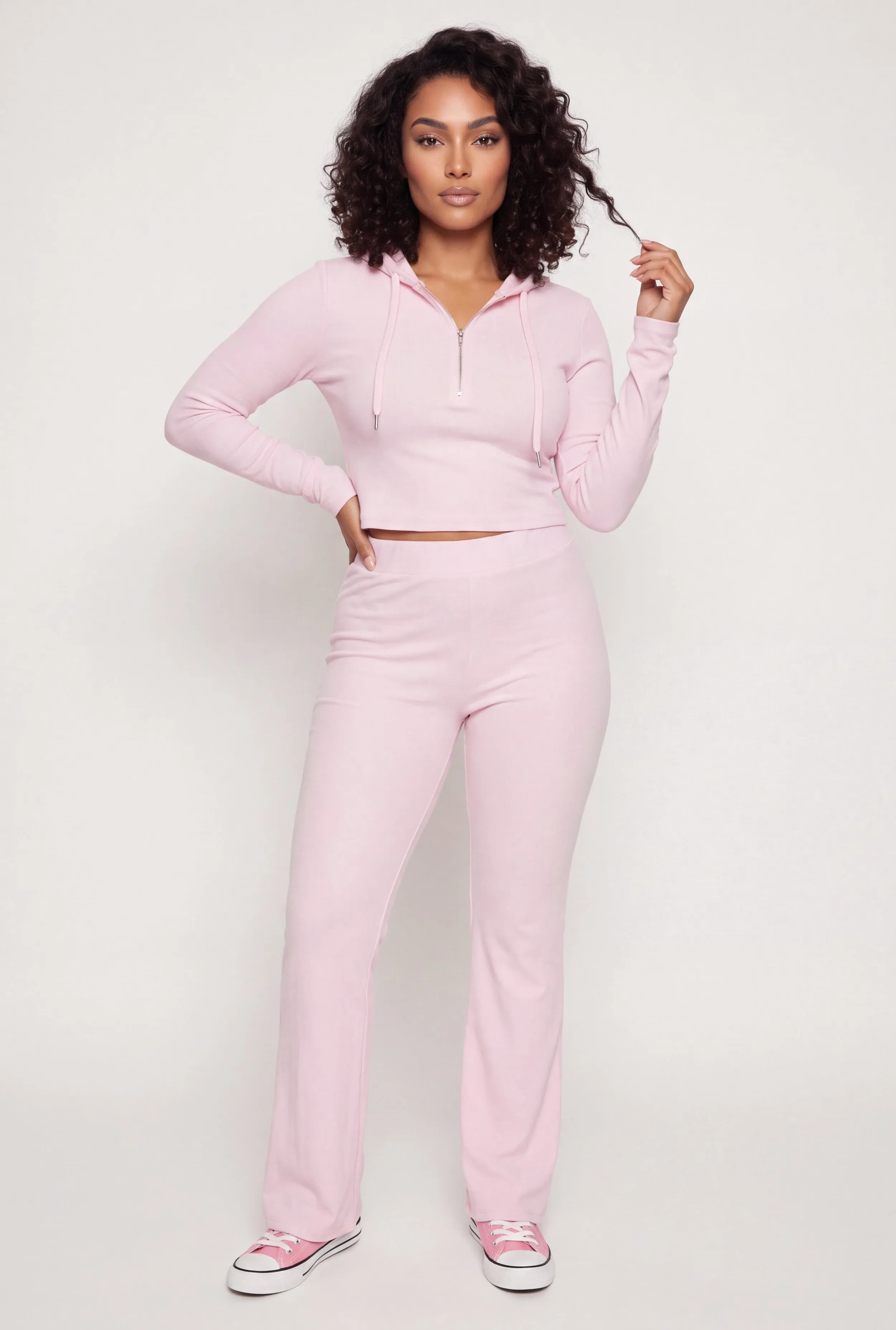 Plus Size Ribbed Knit High Waisted Straight Leg Casual Pants sold by Rainbow